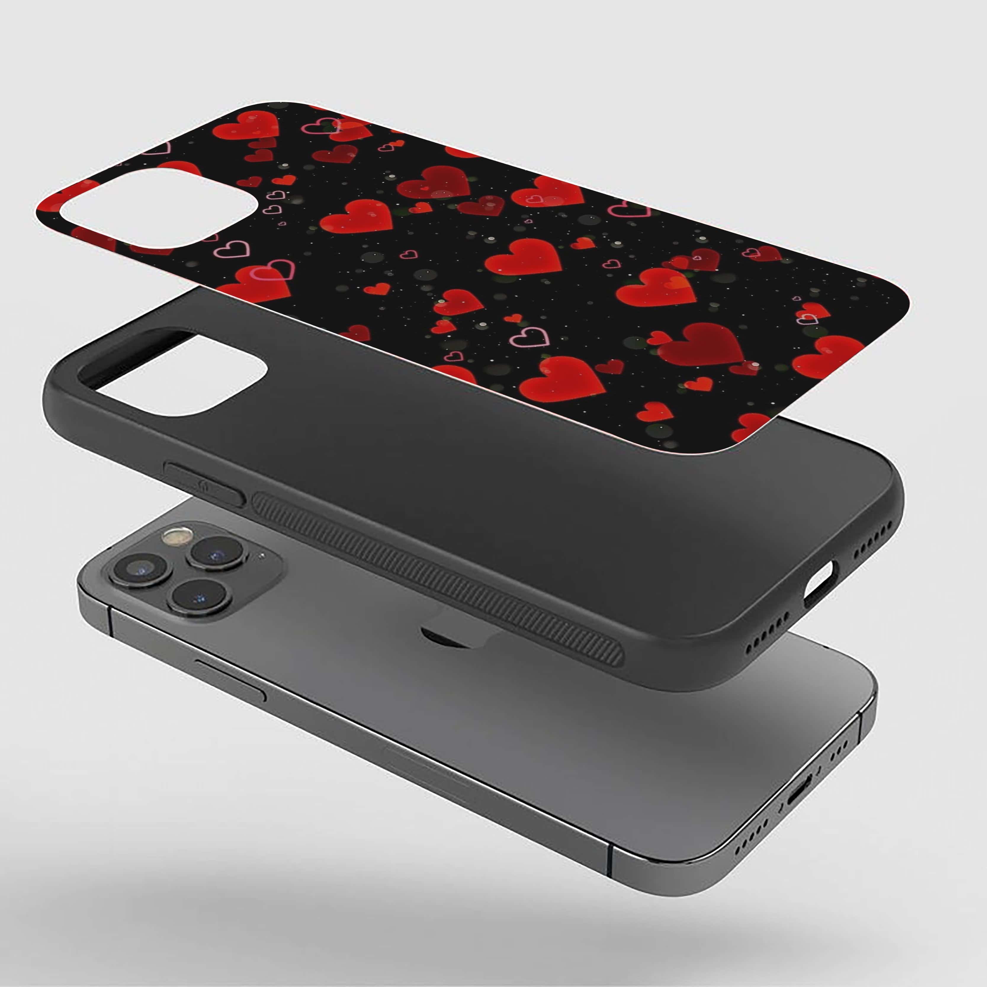 Heart With Black Background Silicone Armored Phone Case