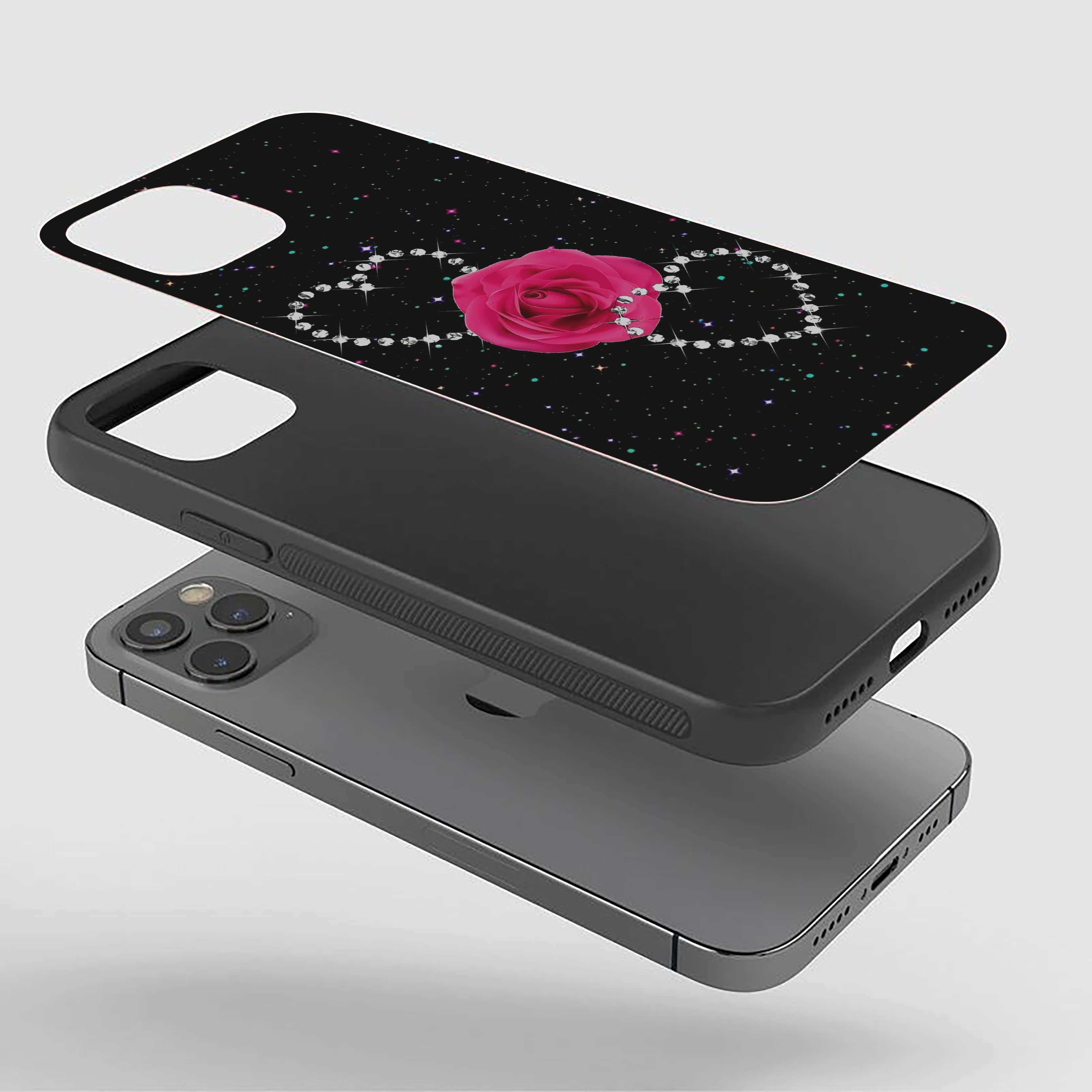 Heart Attached Rose Silicone Armored Phone Case