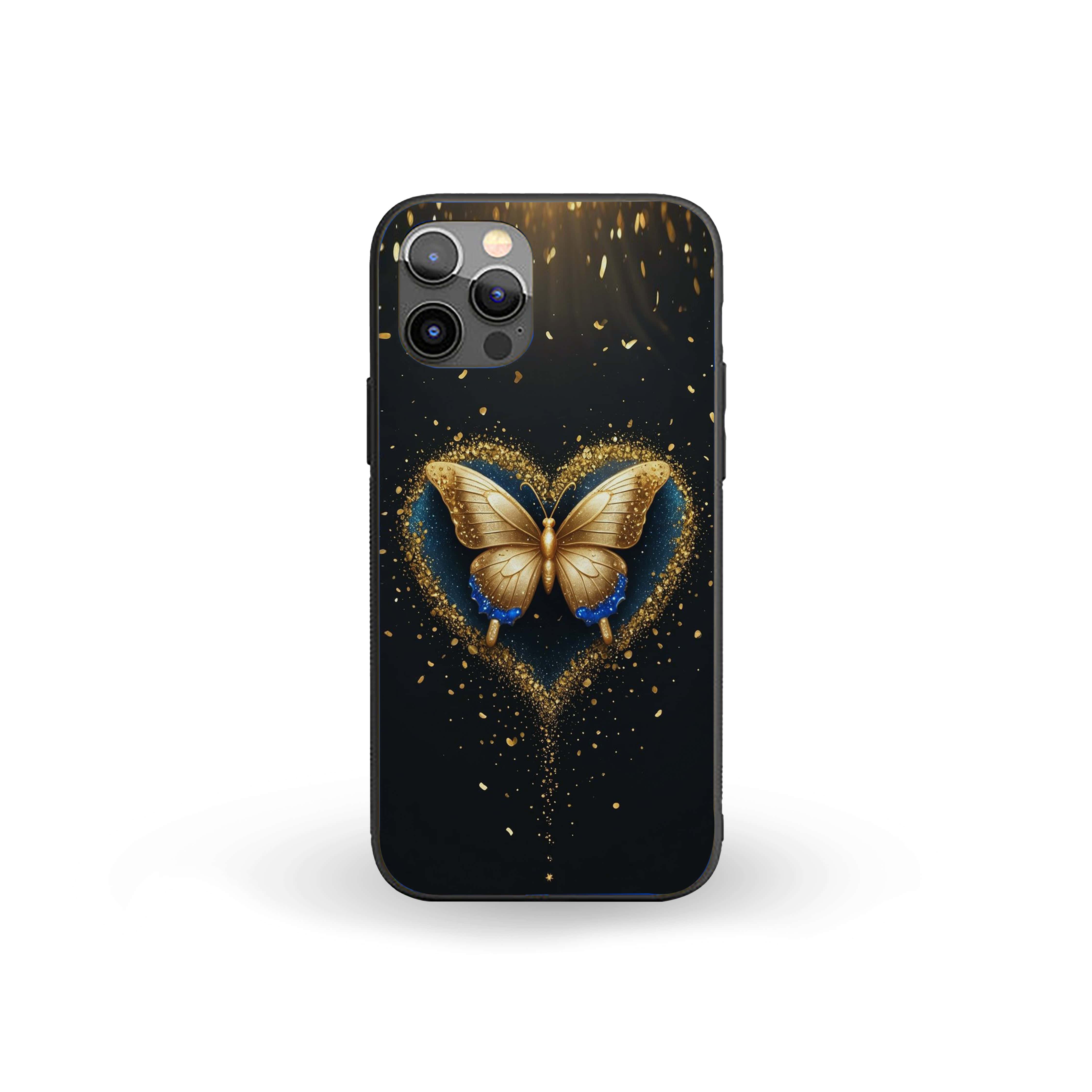 Blue Golden Butterfly Girls Silicone Armored Phone Case