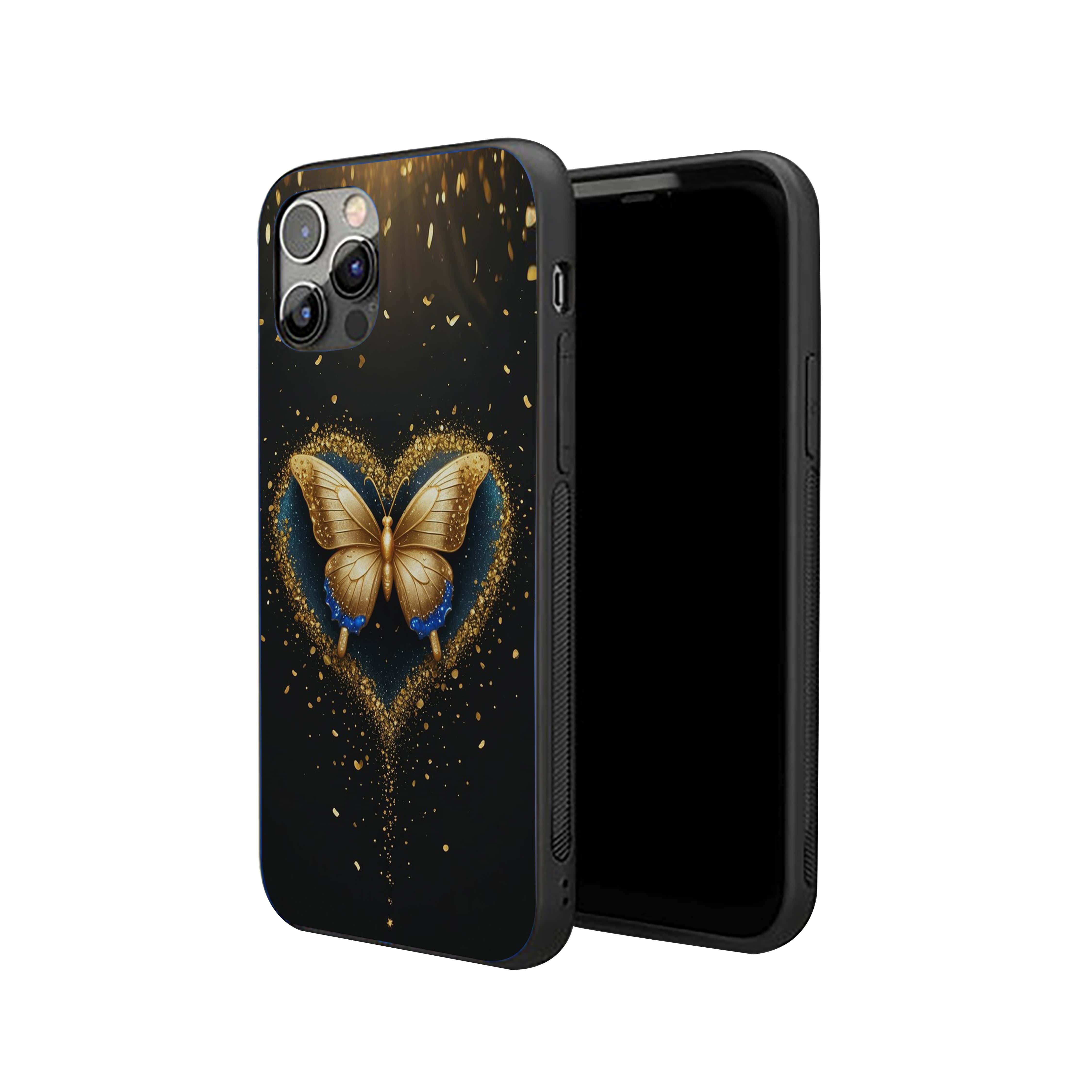 Blue Golden Butterfly Girls Silicone Armored Phone Case