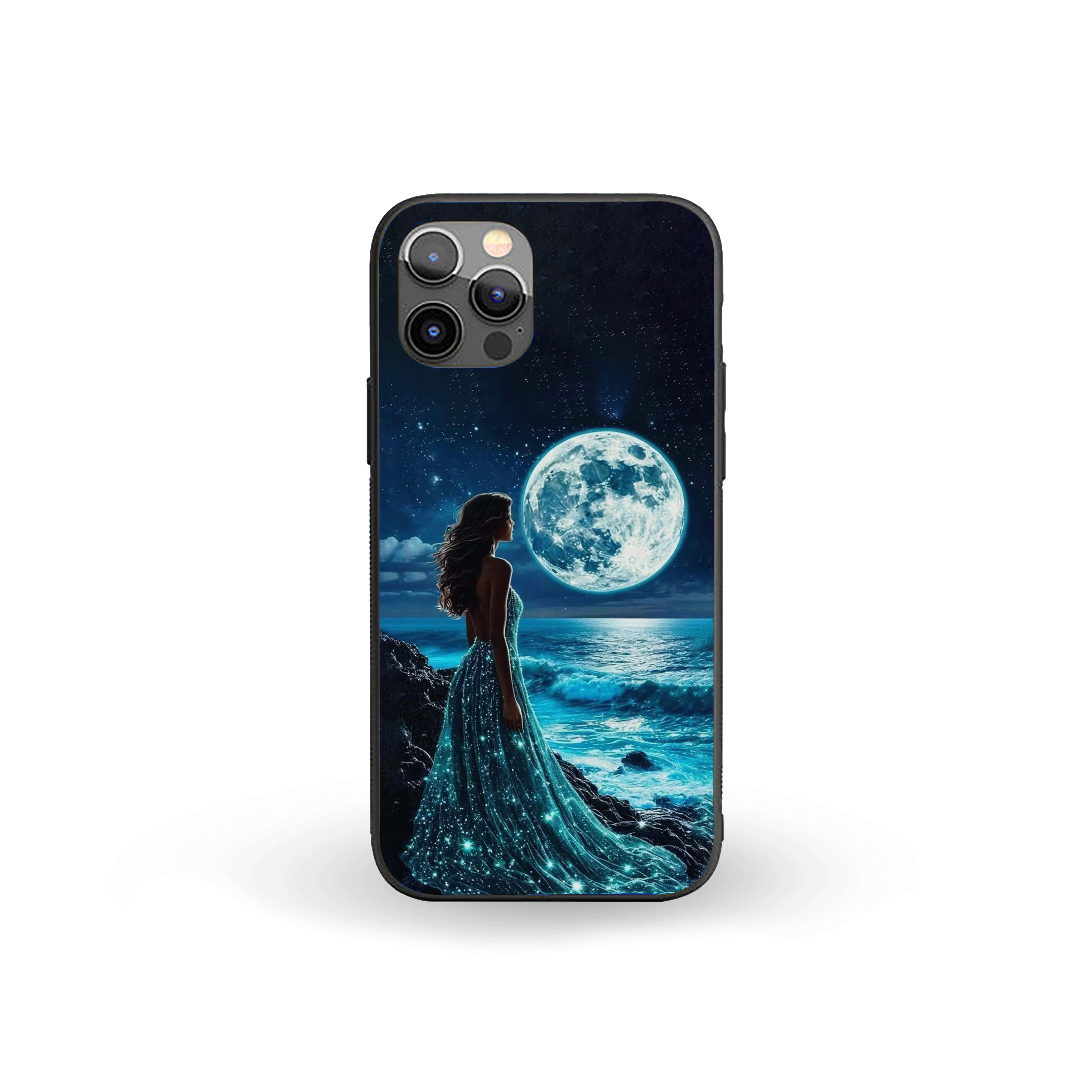 Moon Light Beach Girls Silicone Armored Phone Case