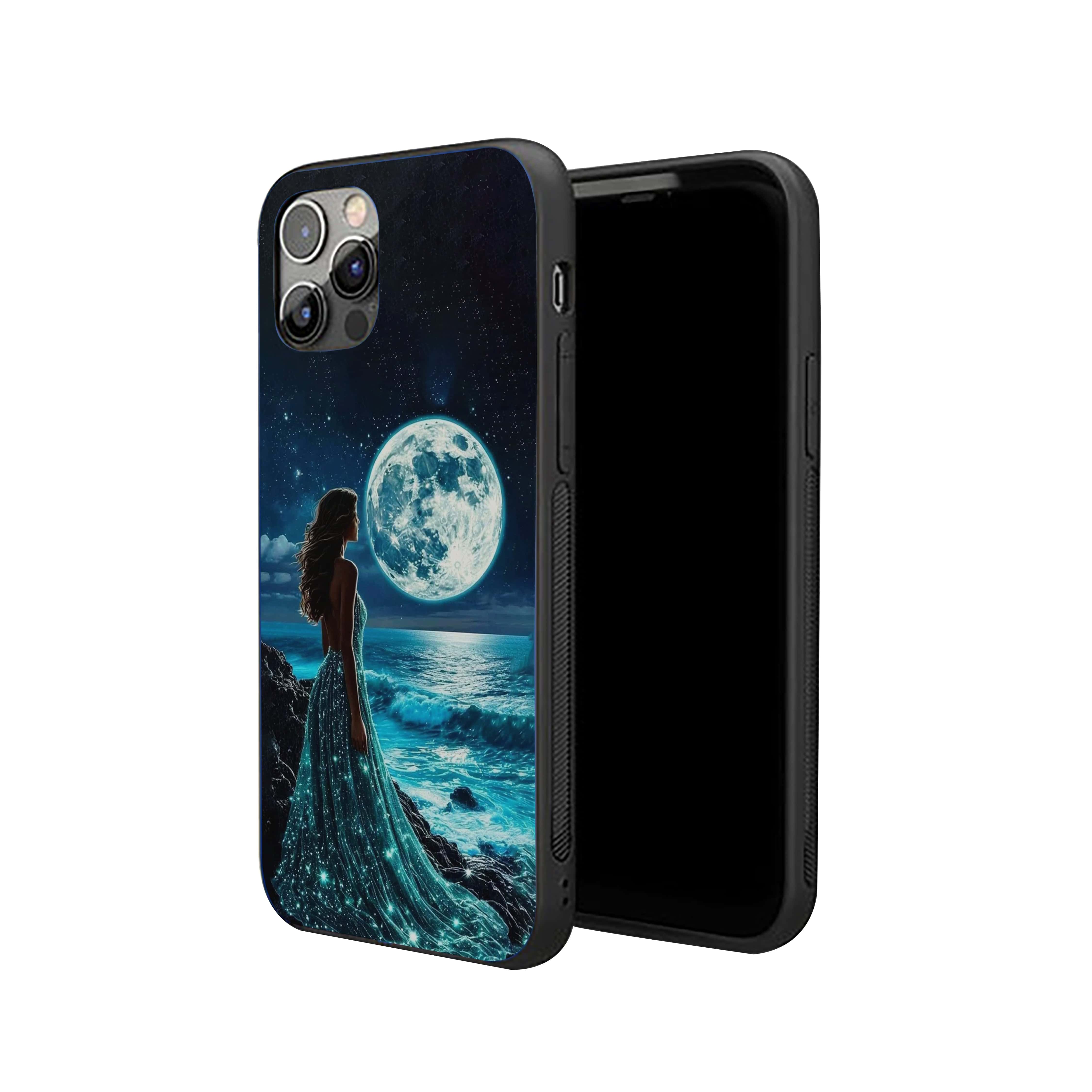 Moon Light Beach Girls Silicone Armored Phone Case