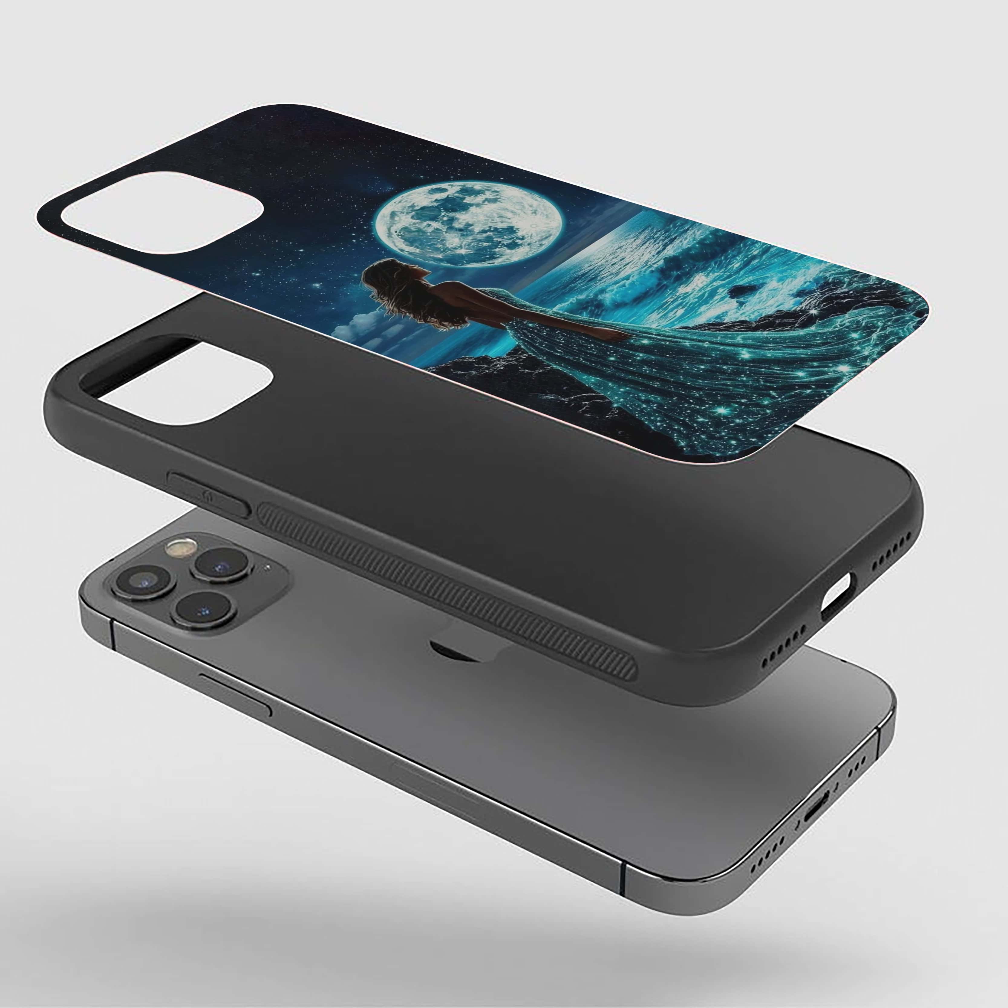 Moon Light Beach Girls Silicone Armored Phone Case