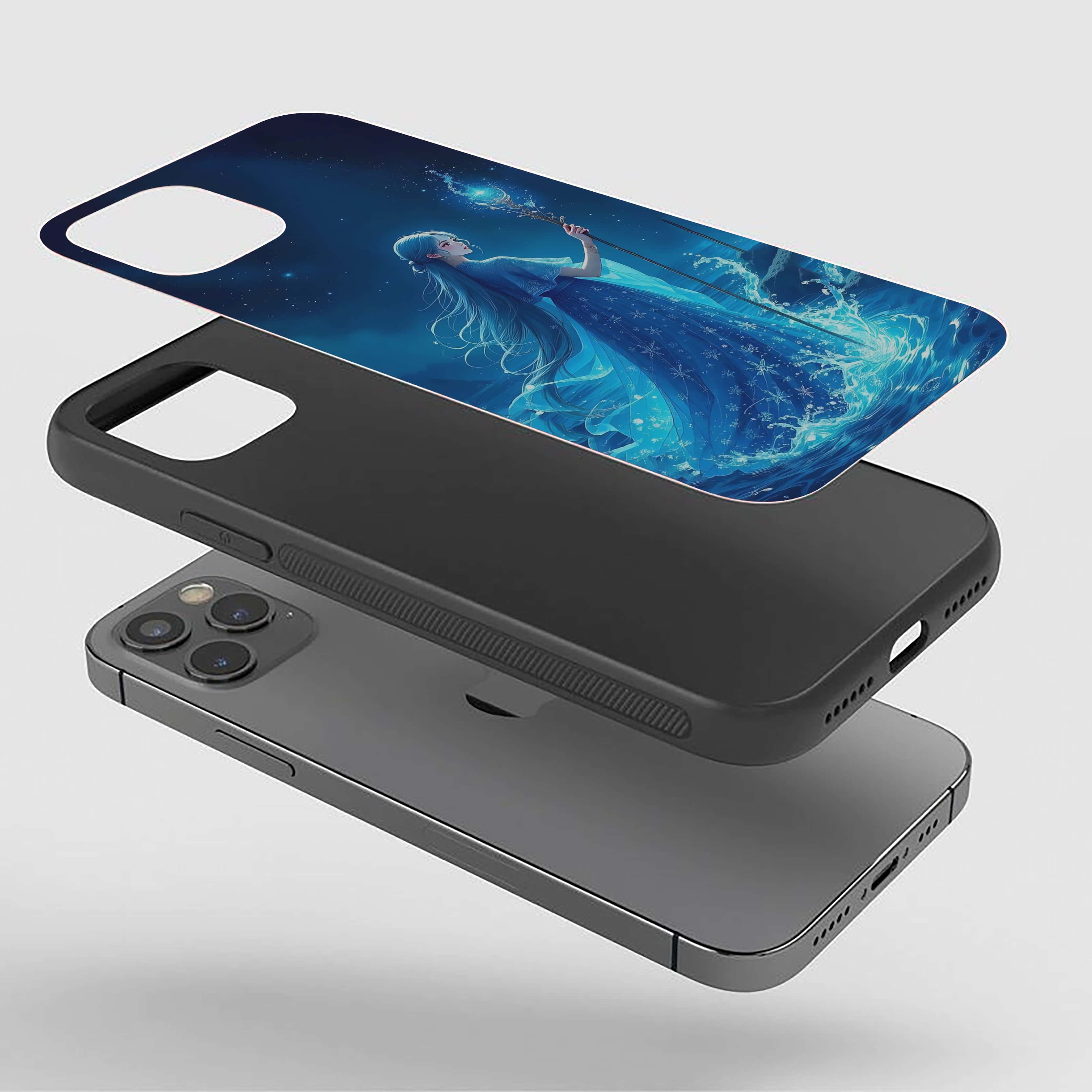 Beautifull Girl With Lite Blue Staff Silicone Armored Phone Case