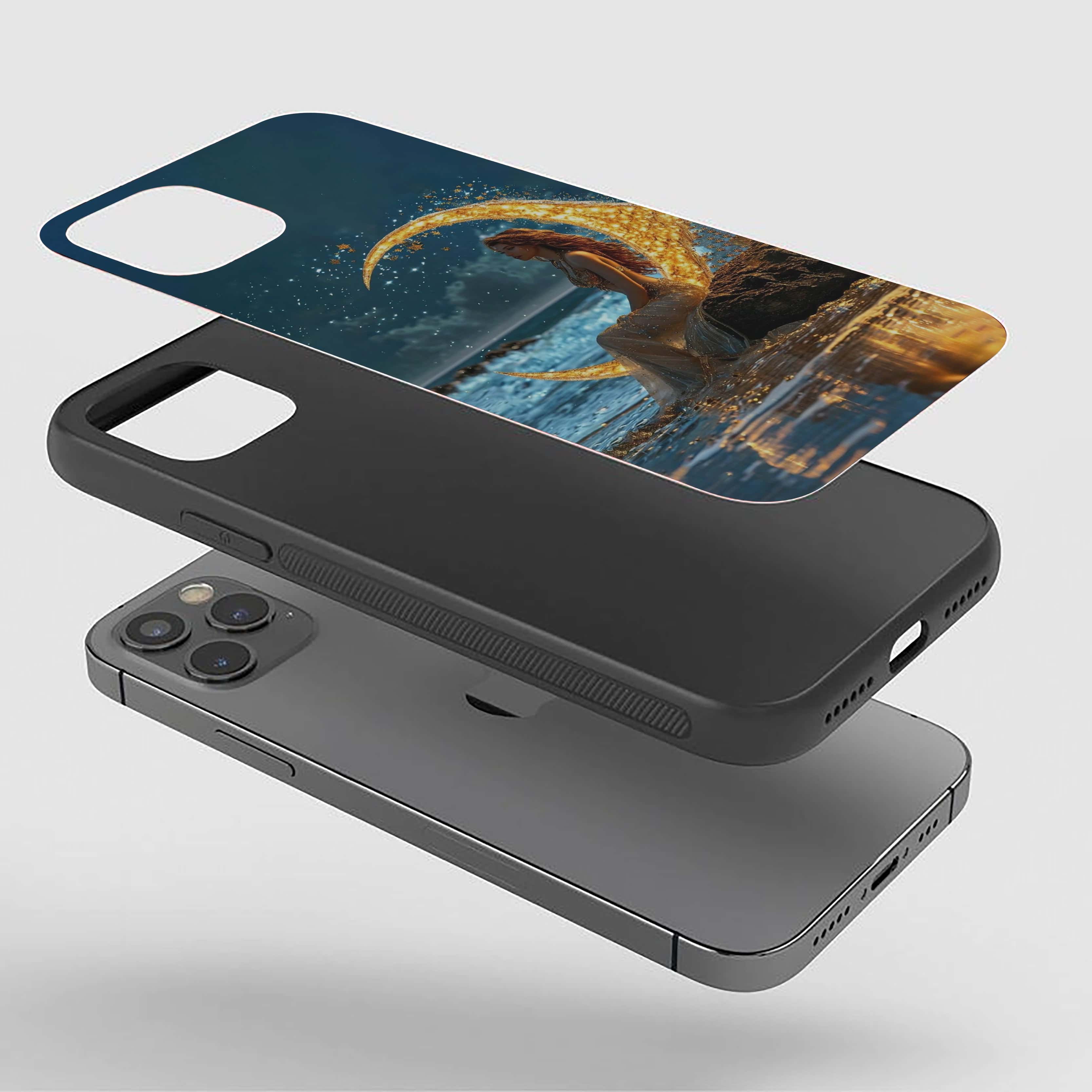 Beach Girl With Golden Moon Silicone Armored Phone Case