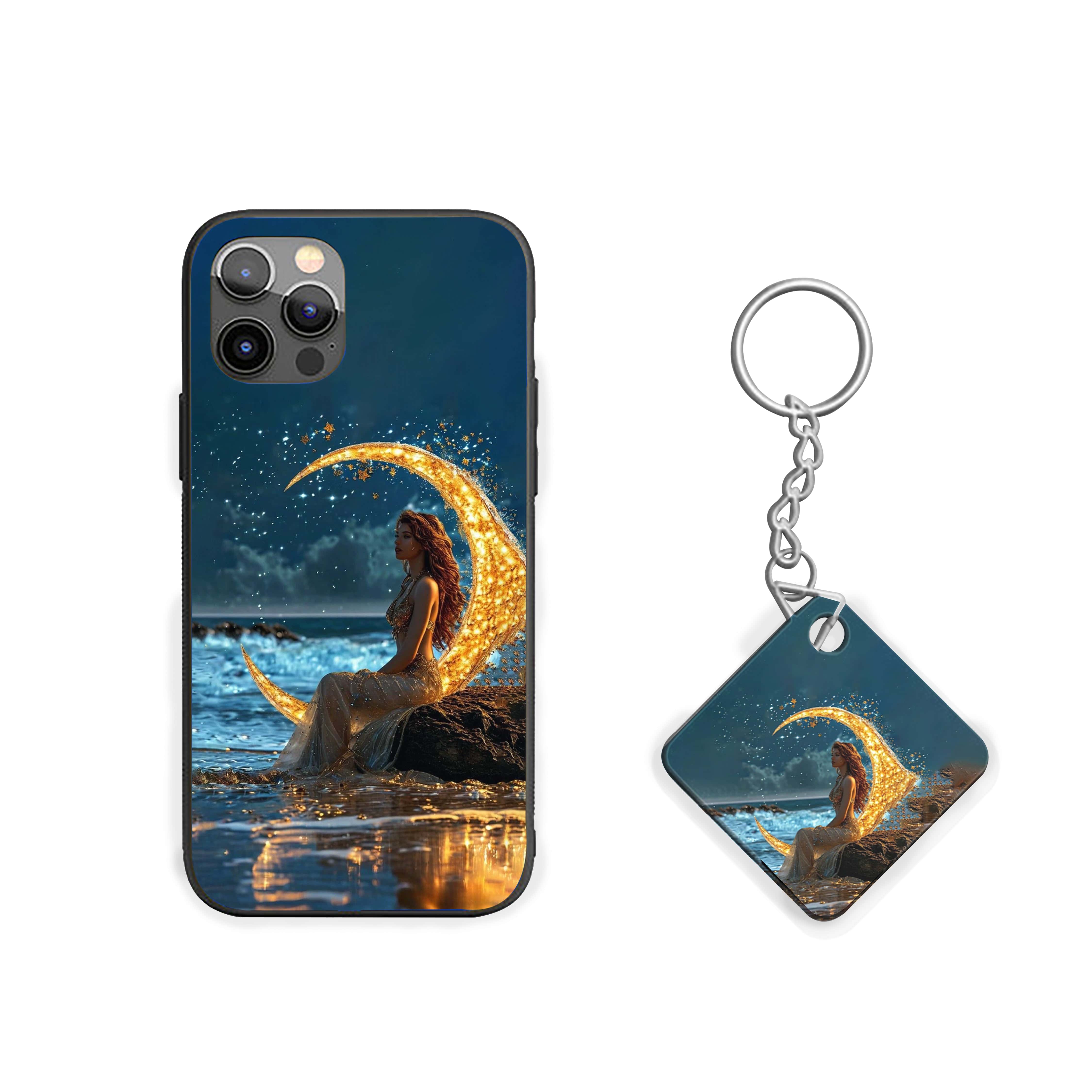 Beach Girl With Golden Moon Silicone Armored Phone Case