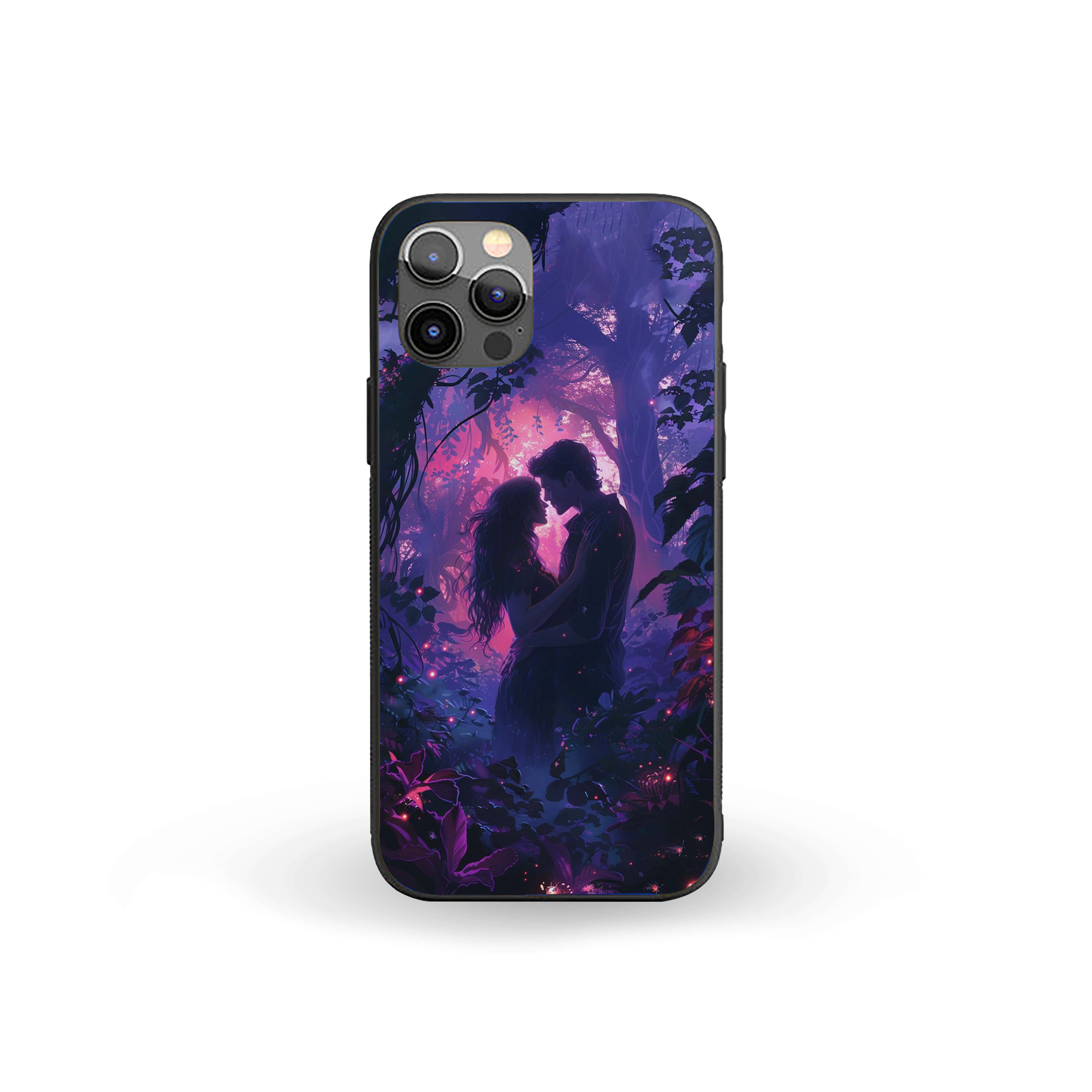 Couple Romantic Jungle Scene Silicone Armored Phone Case