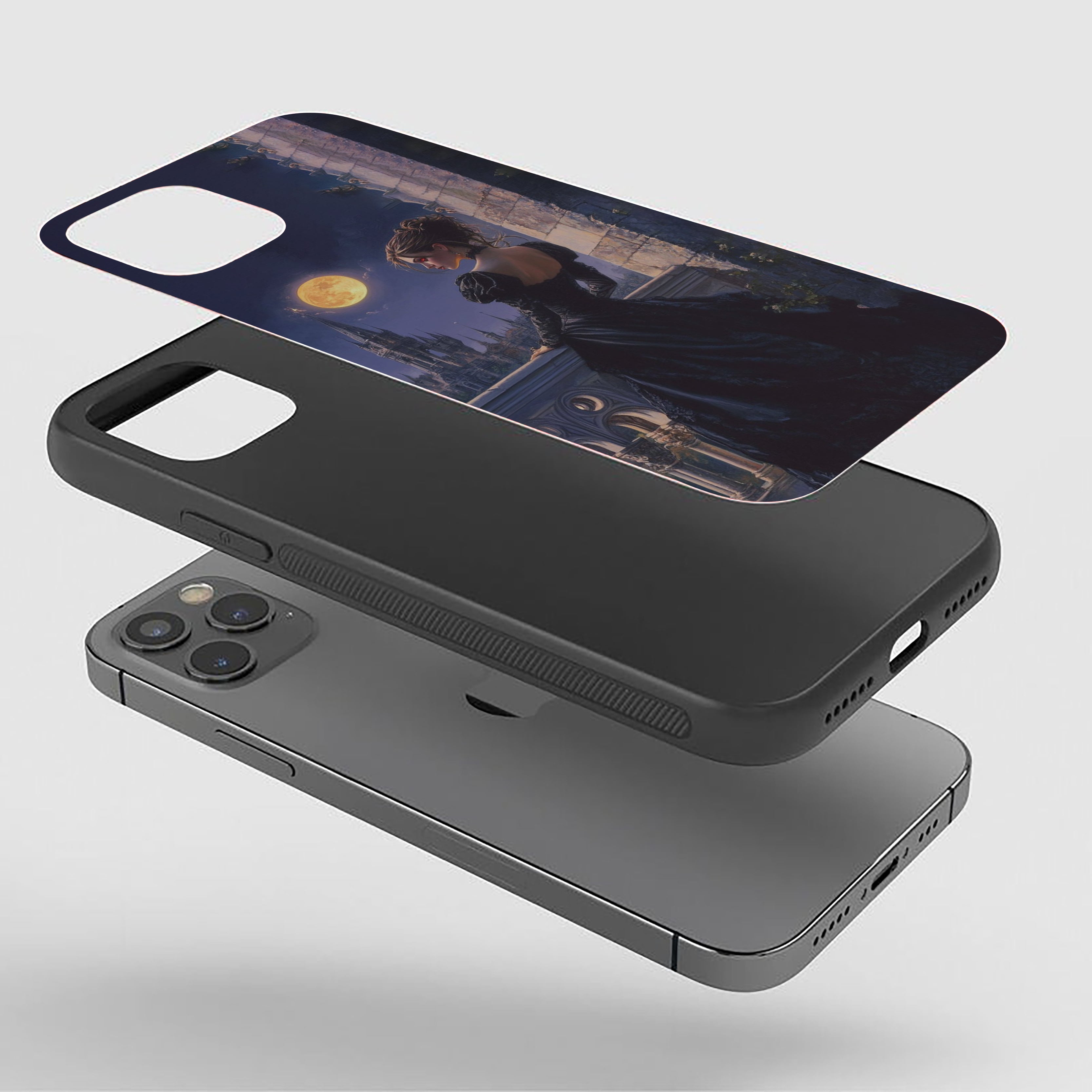 Moonlit Castle Elegance Girls Silicone Armored Phone Case