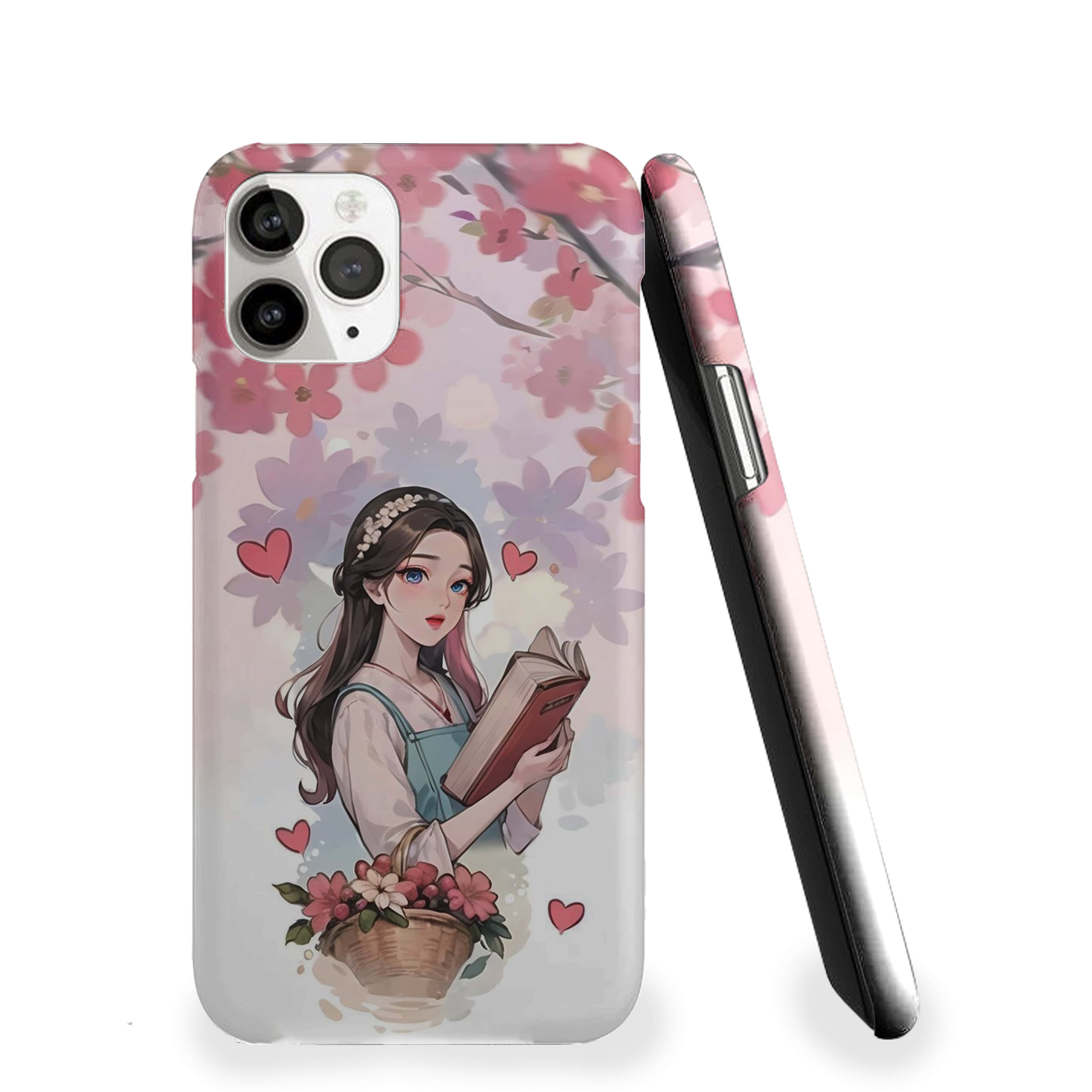 Anime Theme Girl Reading Book Phone Cover