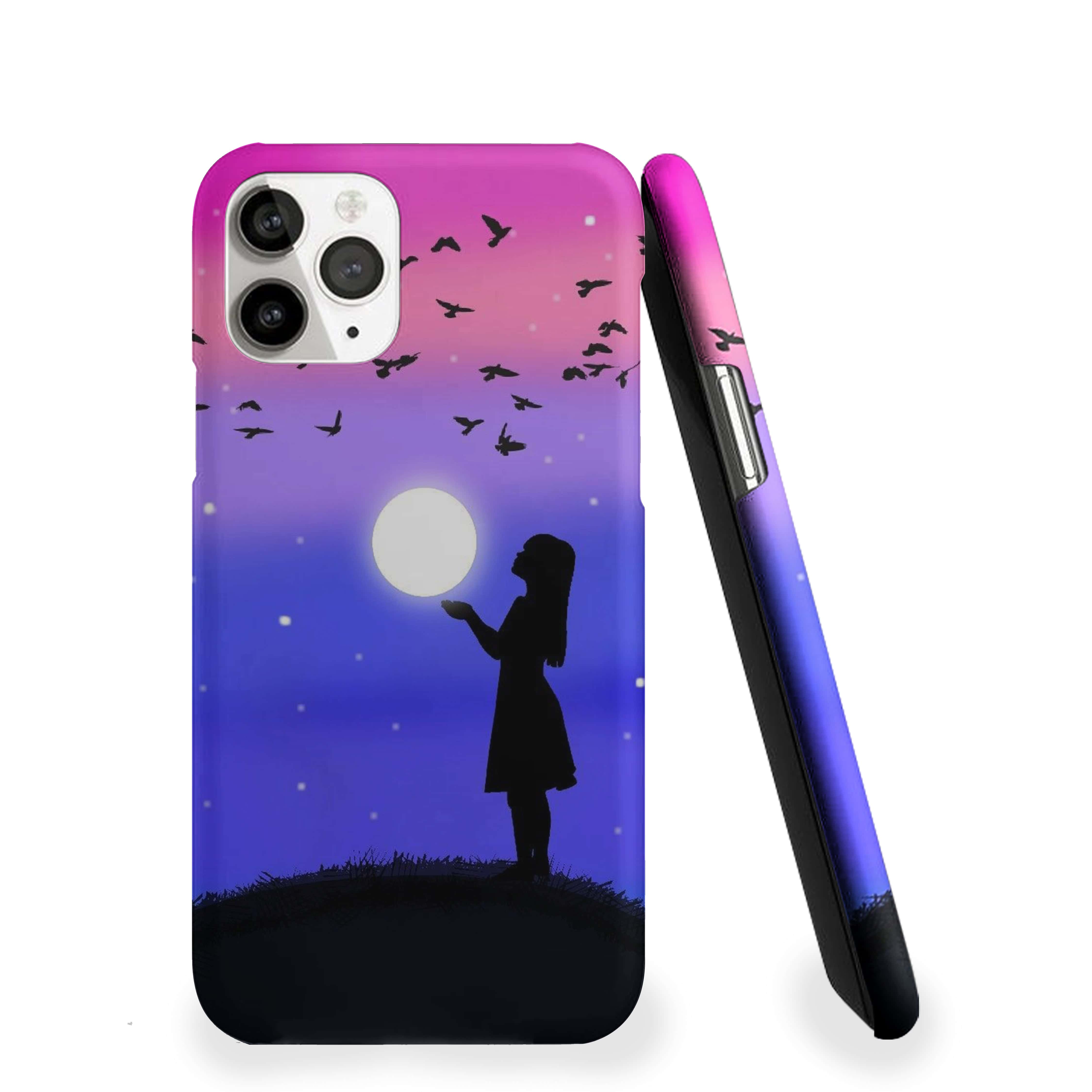 Girl holding the moon Phone Cover