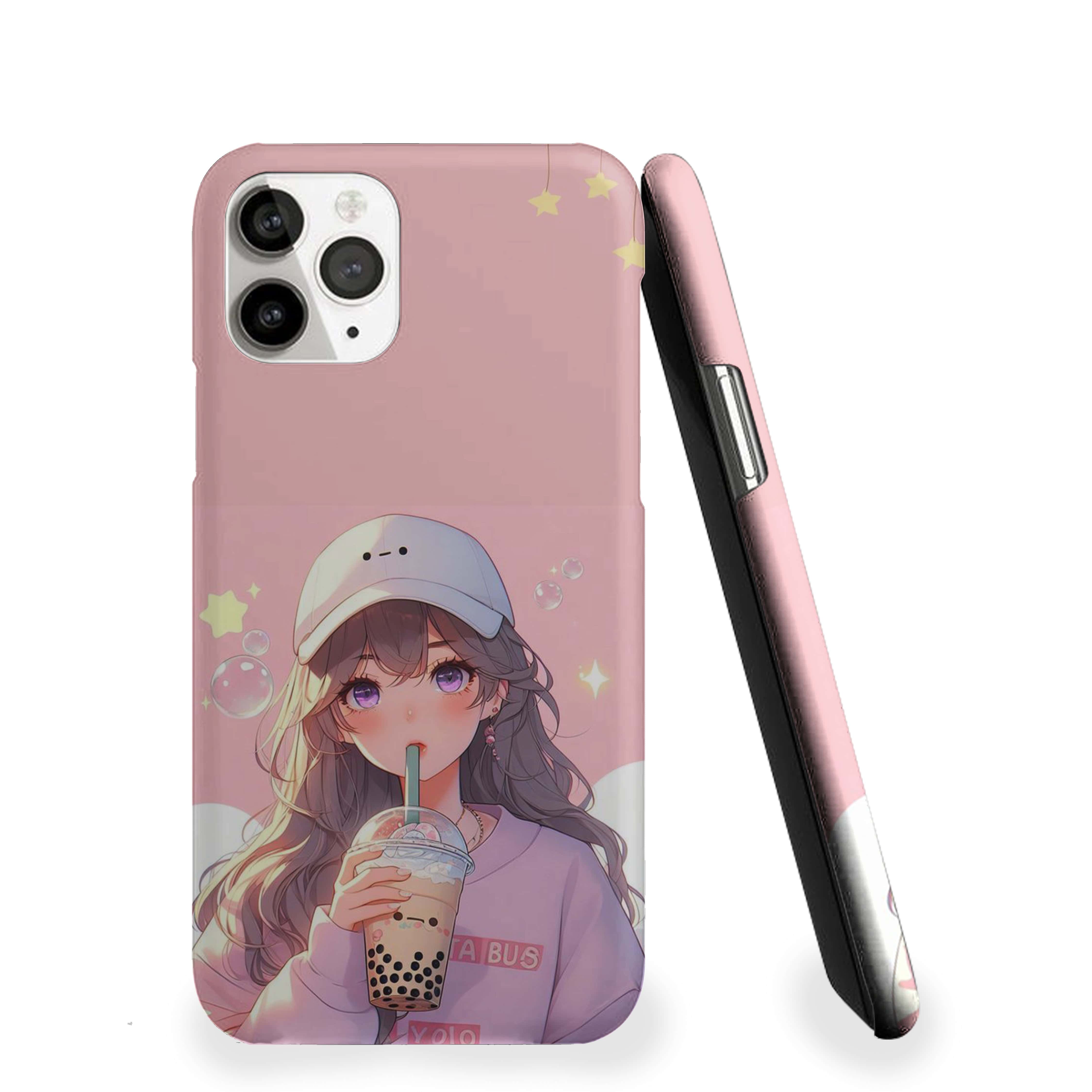 Girl With Drink Phone Cover
