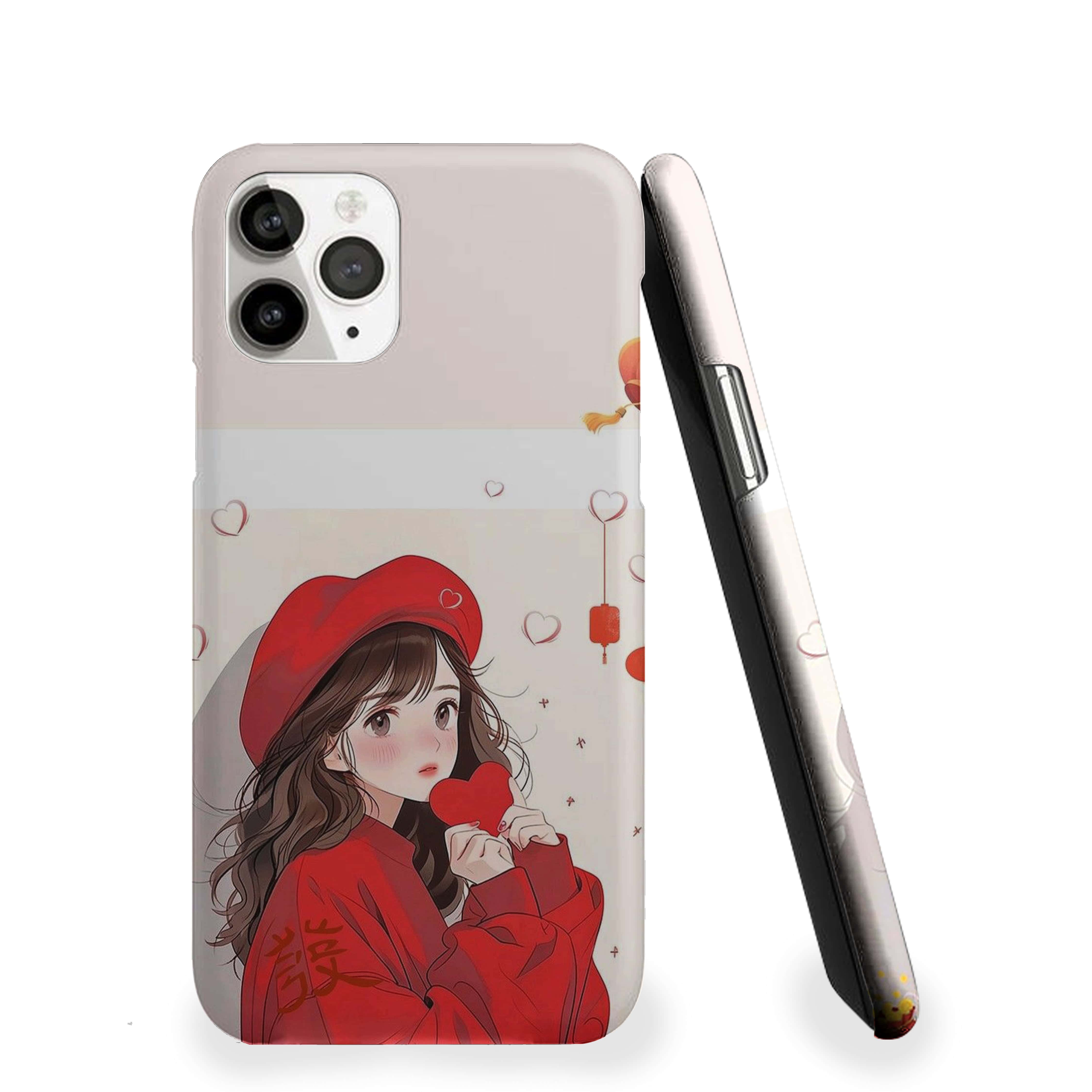 Girl With Red Heart Phone Cover