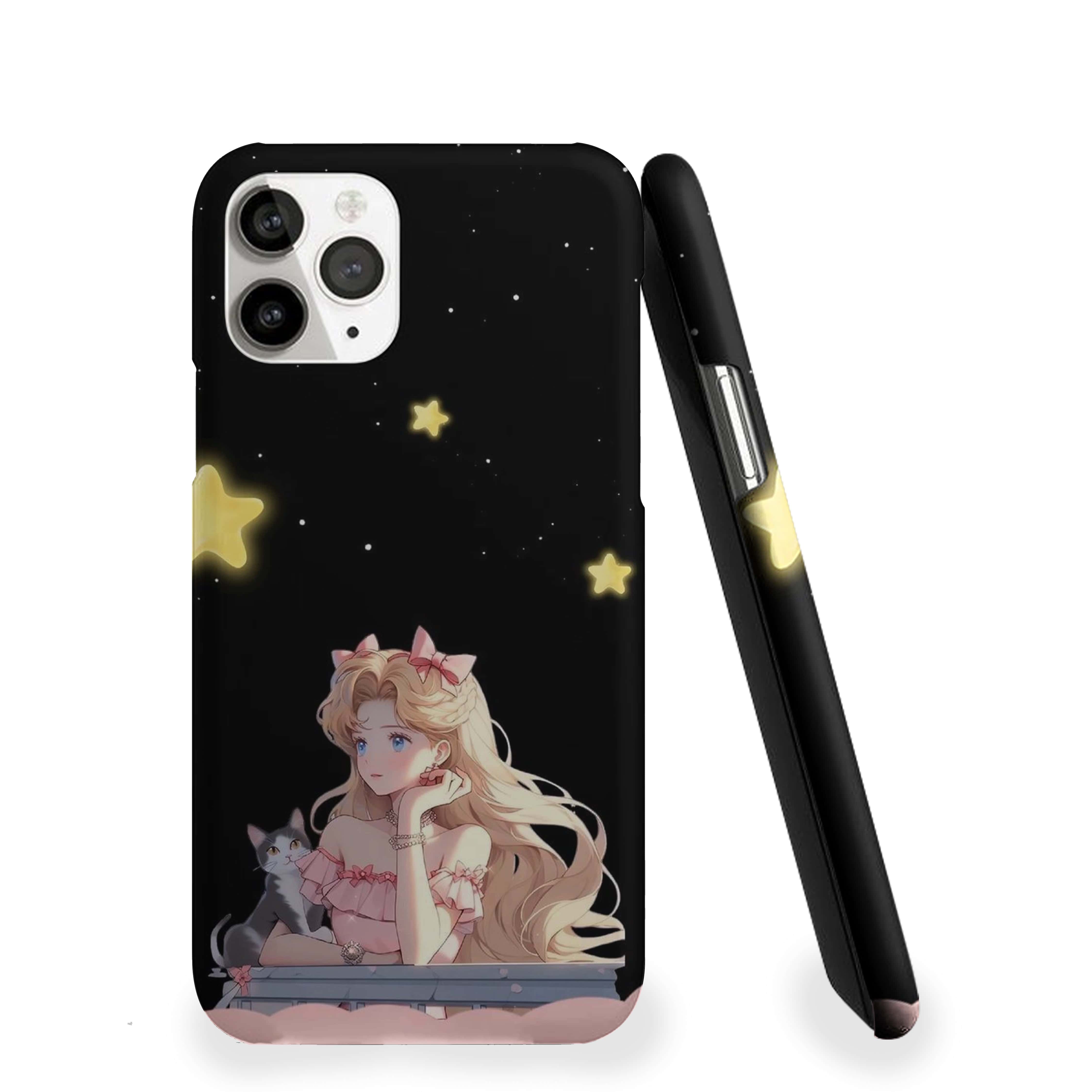 Pretty Girl With A Cat Girls Phone Cover