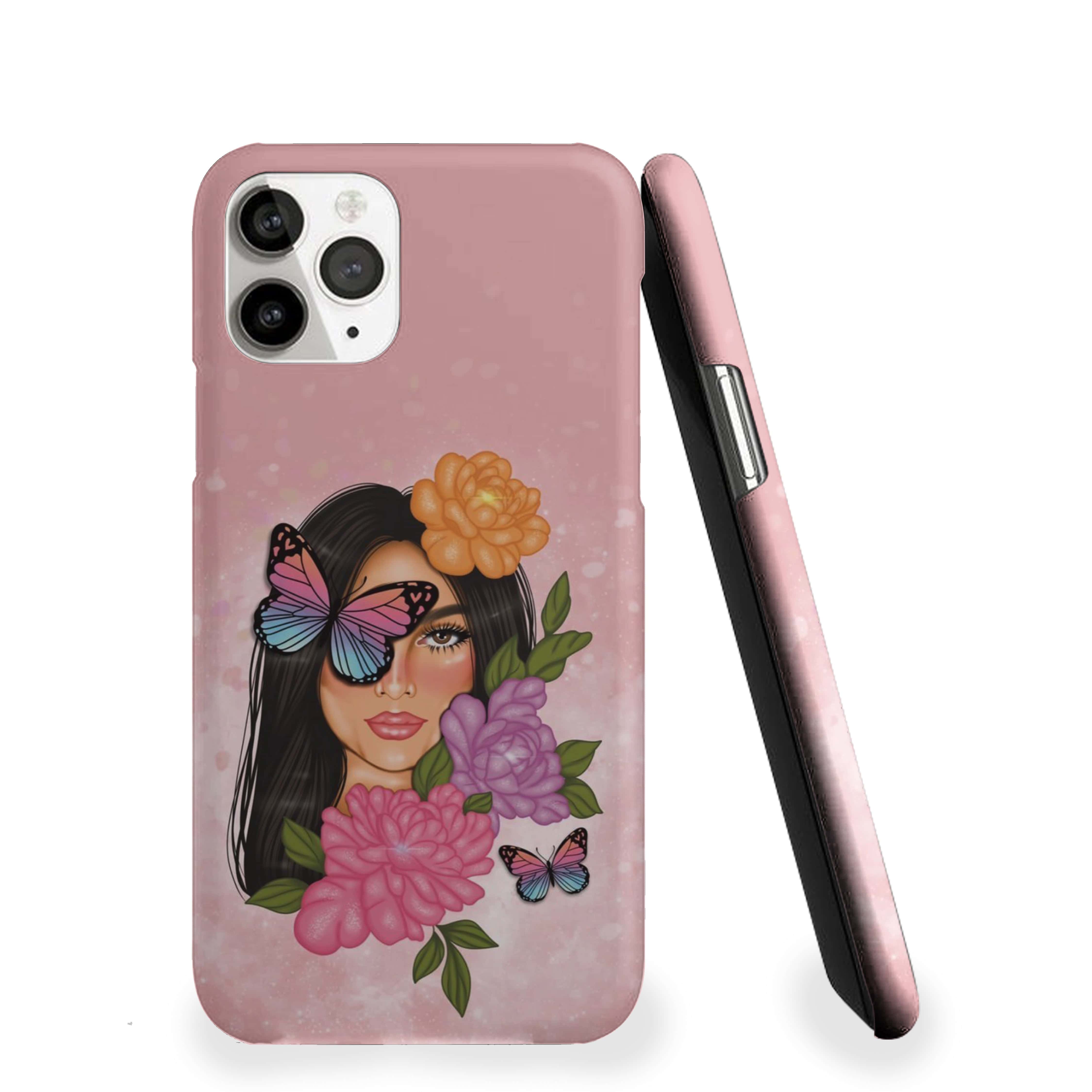 Butterfly Girl With yello pink flowers Girls Phone Cover