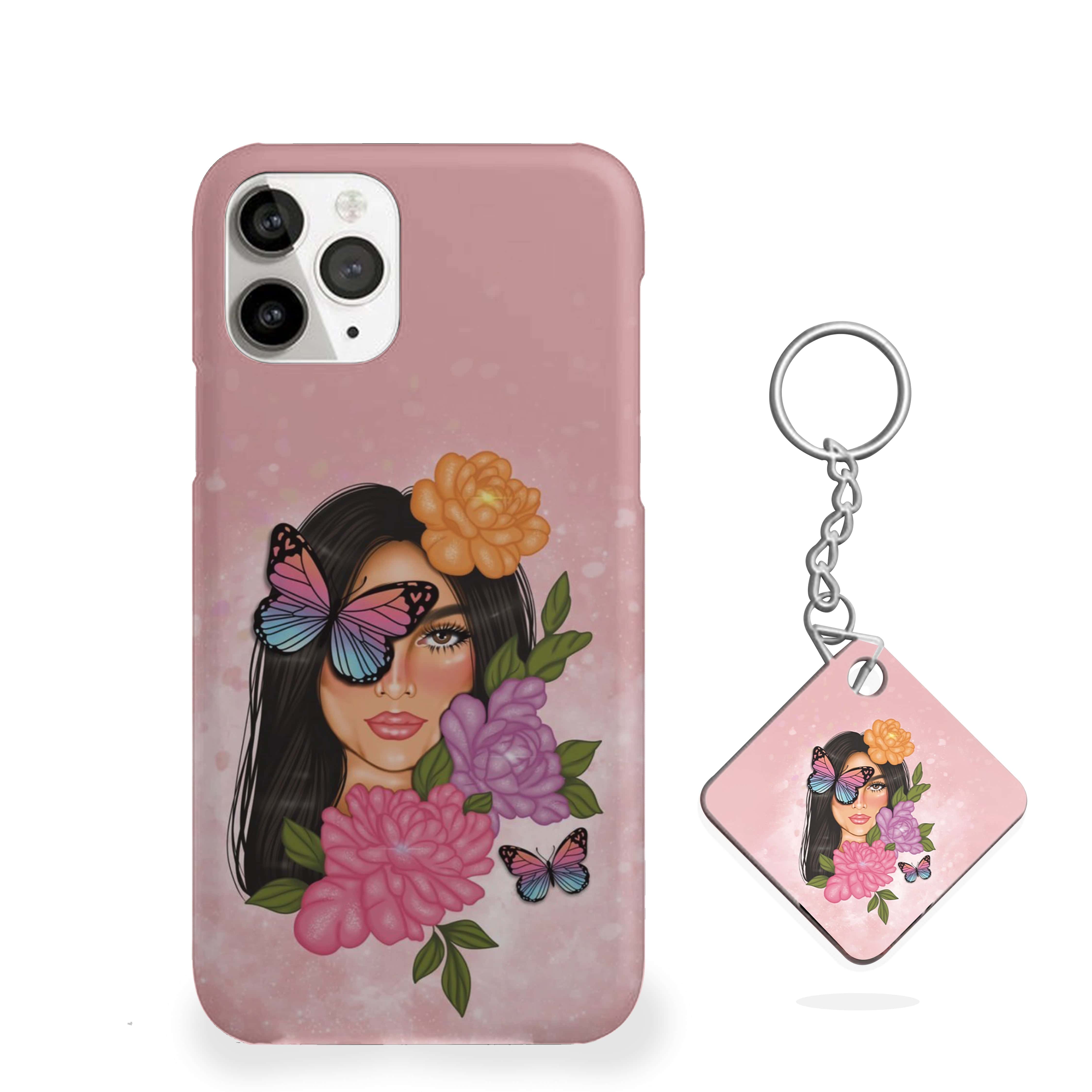 Butterfly Girl With yello pink flowers Girls Phone Cover