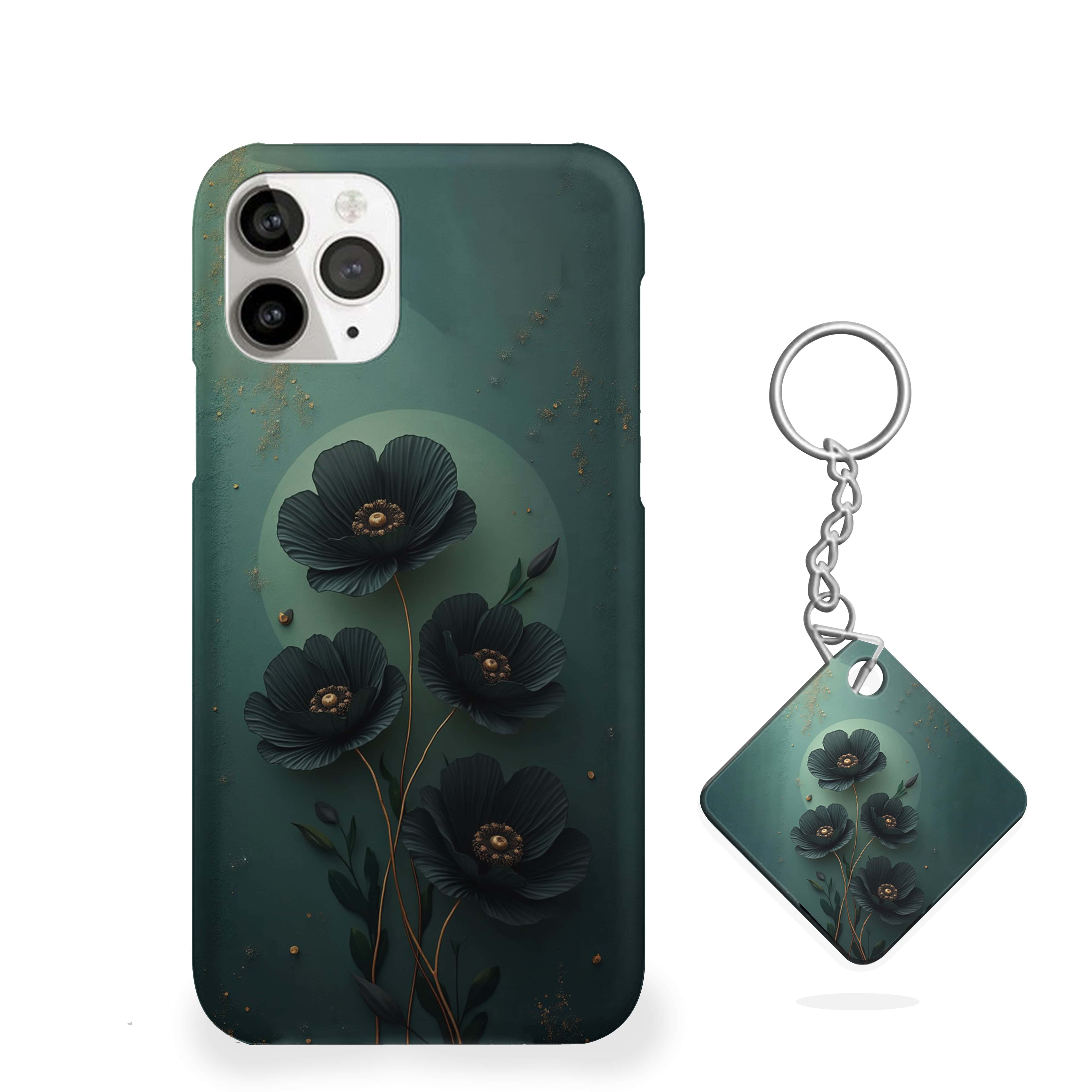 Black stylized flowers Girls Phone Cover