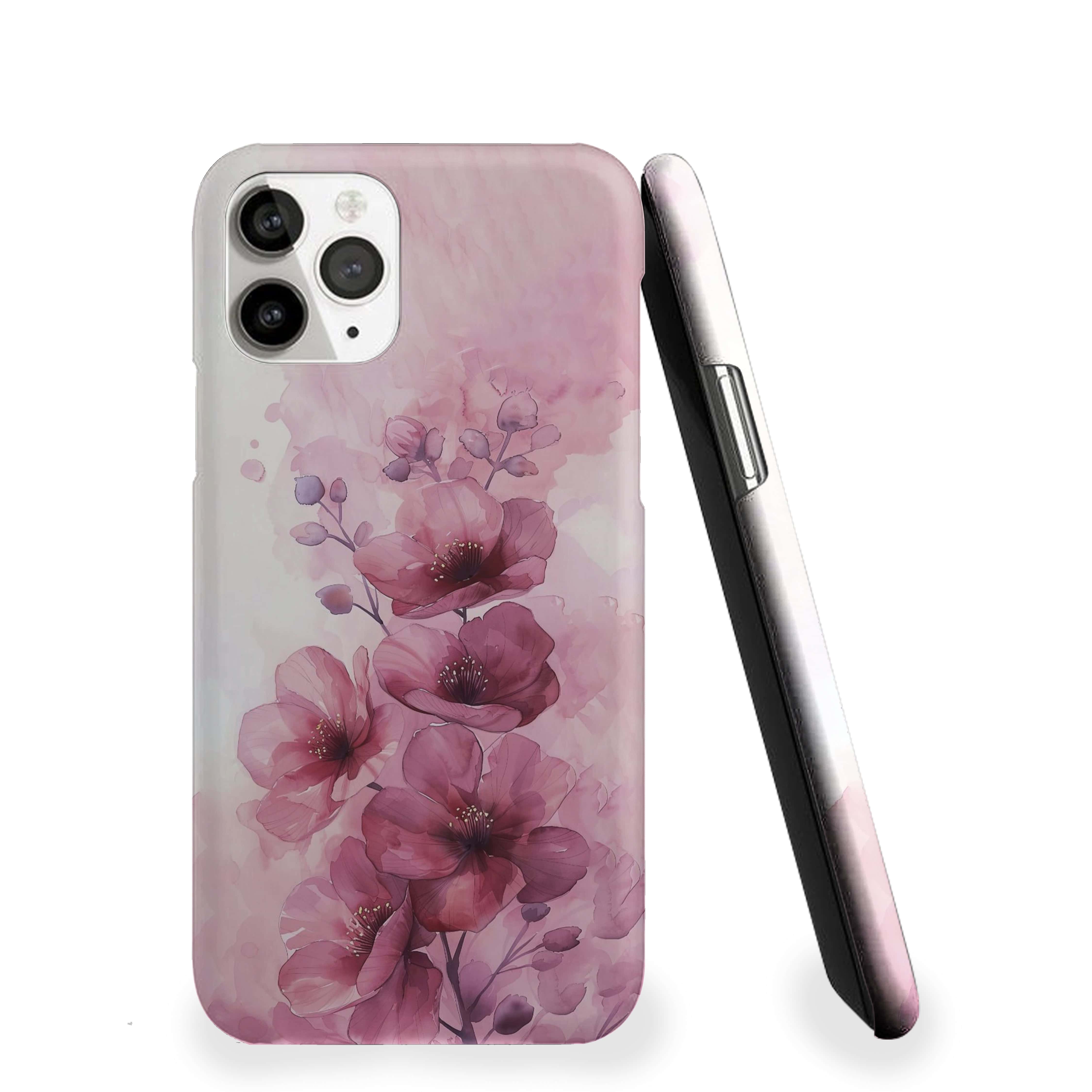 Pink Flowers With White Pink Background Girls Phone Cover