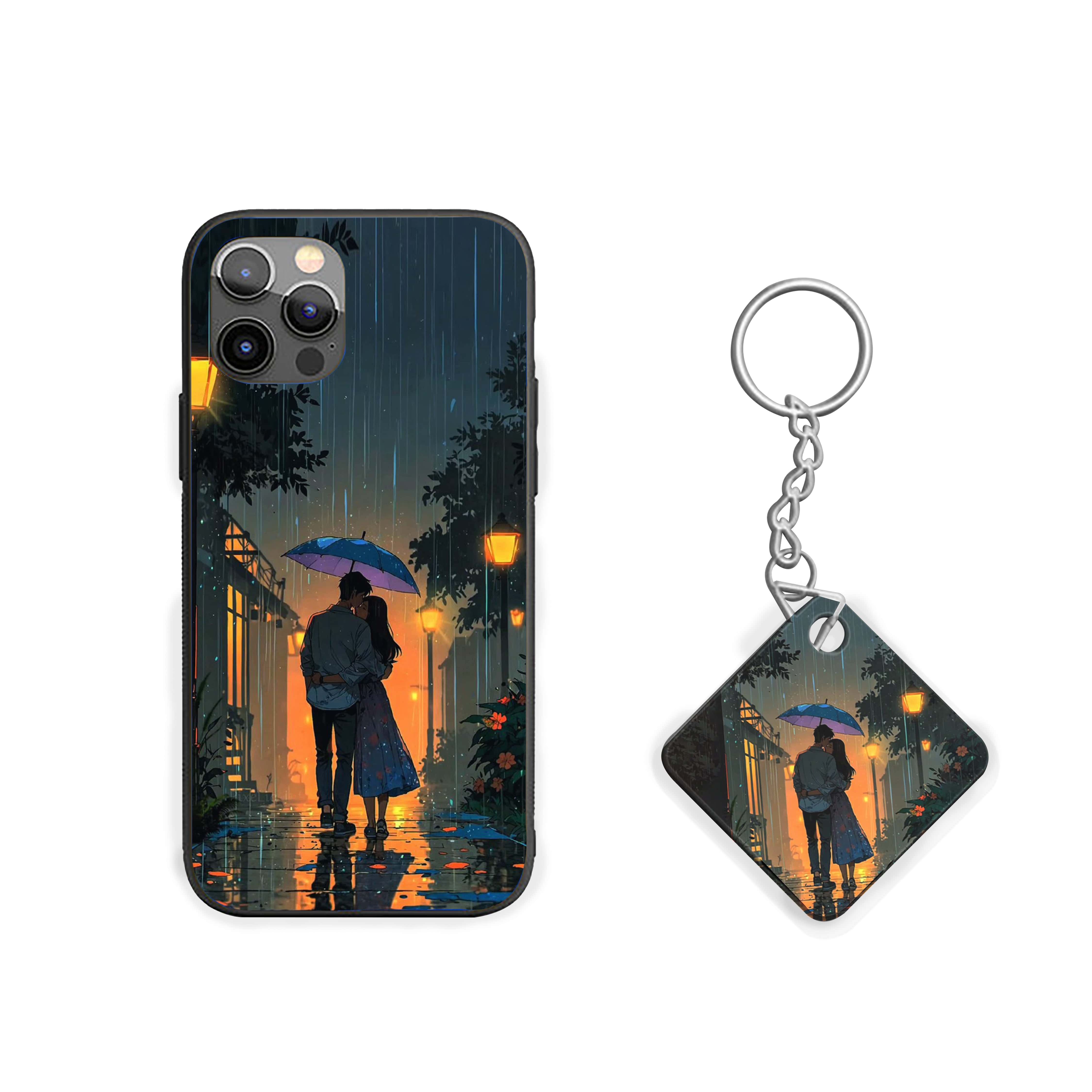 Couple At Night Rain Girls Silicone Armored Phone Case