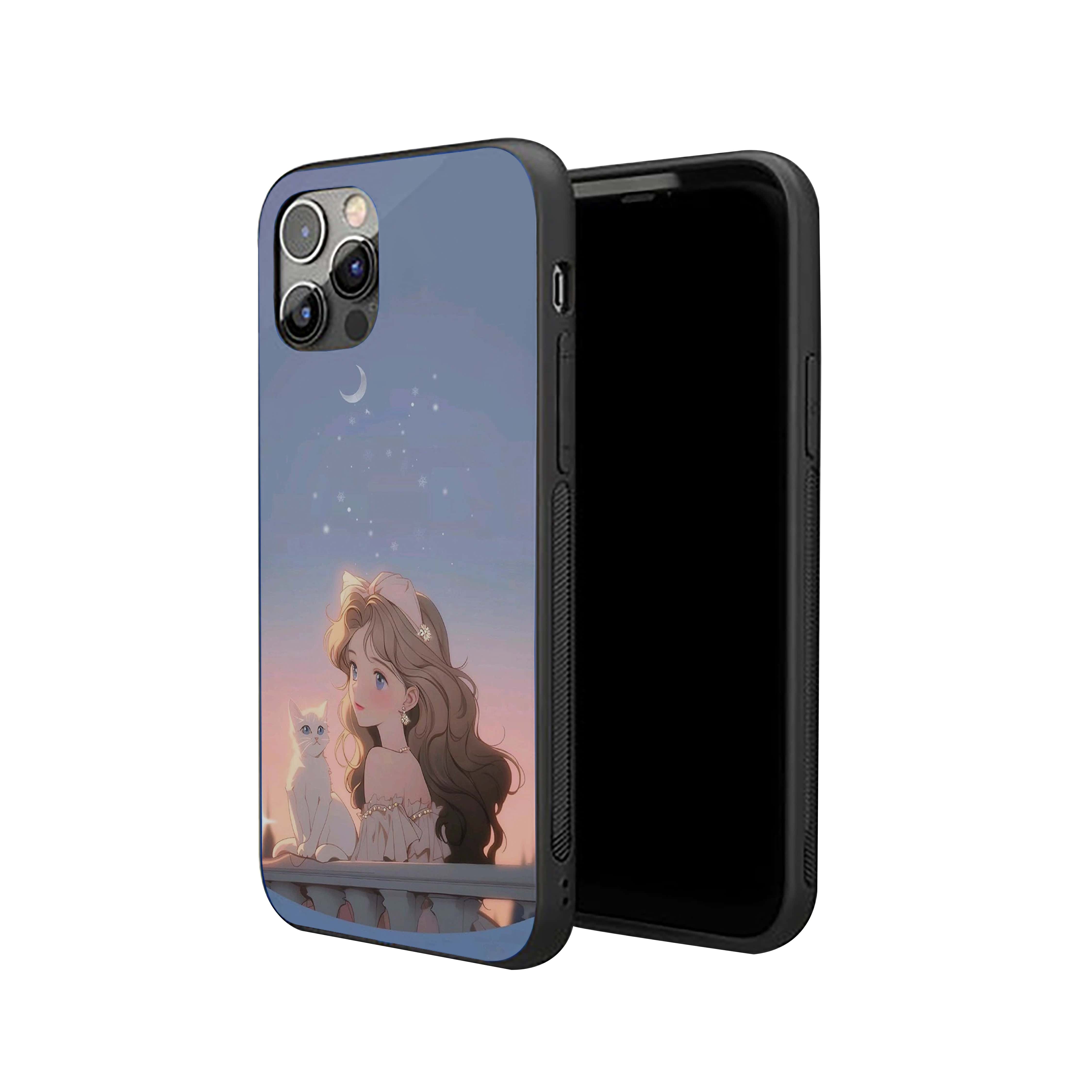 Girl With A cat Silicone Armored Phone Case