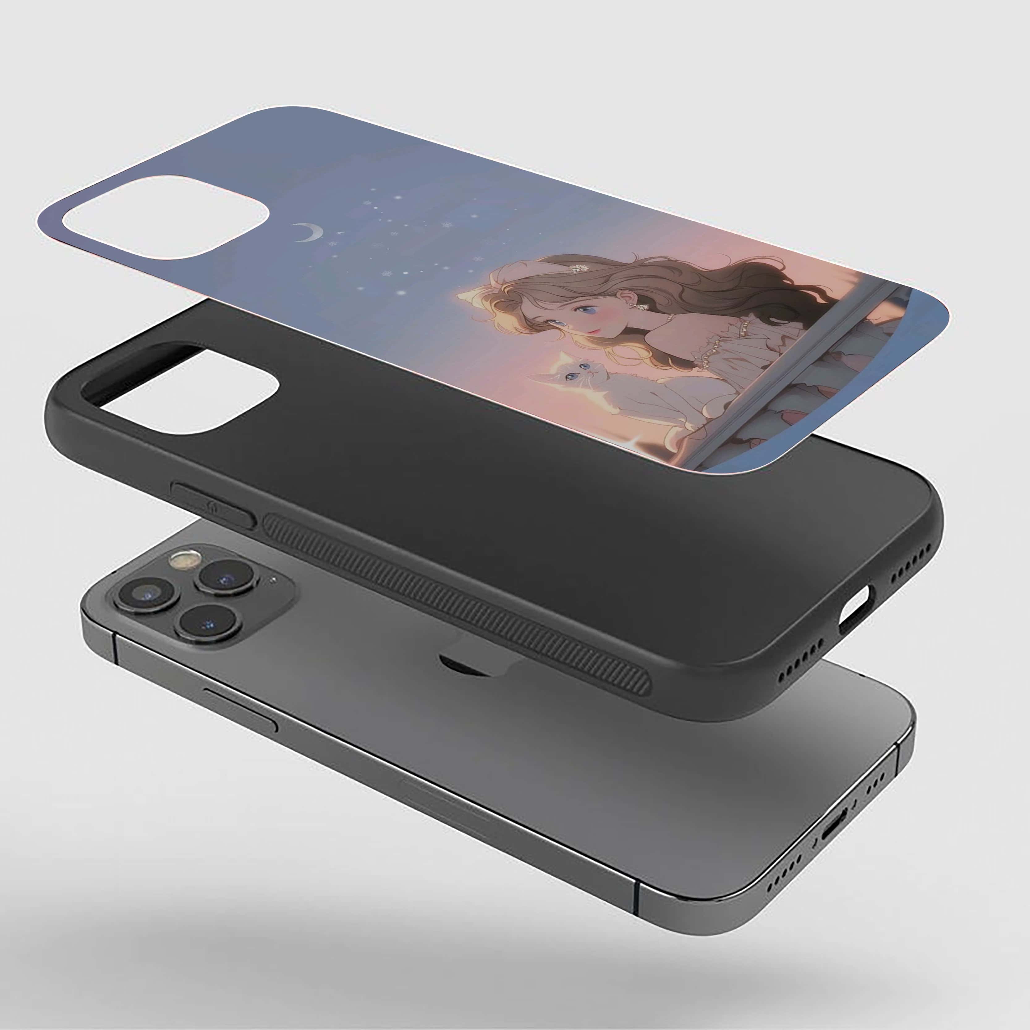 Girl With A cat Silicone Armored Phone Case