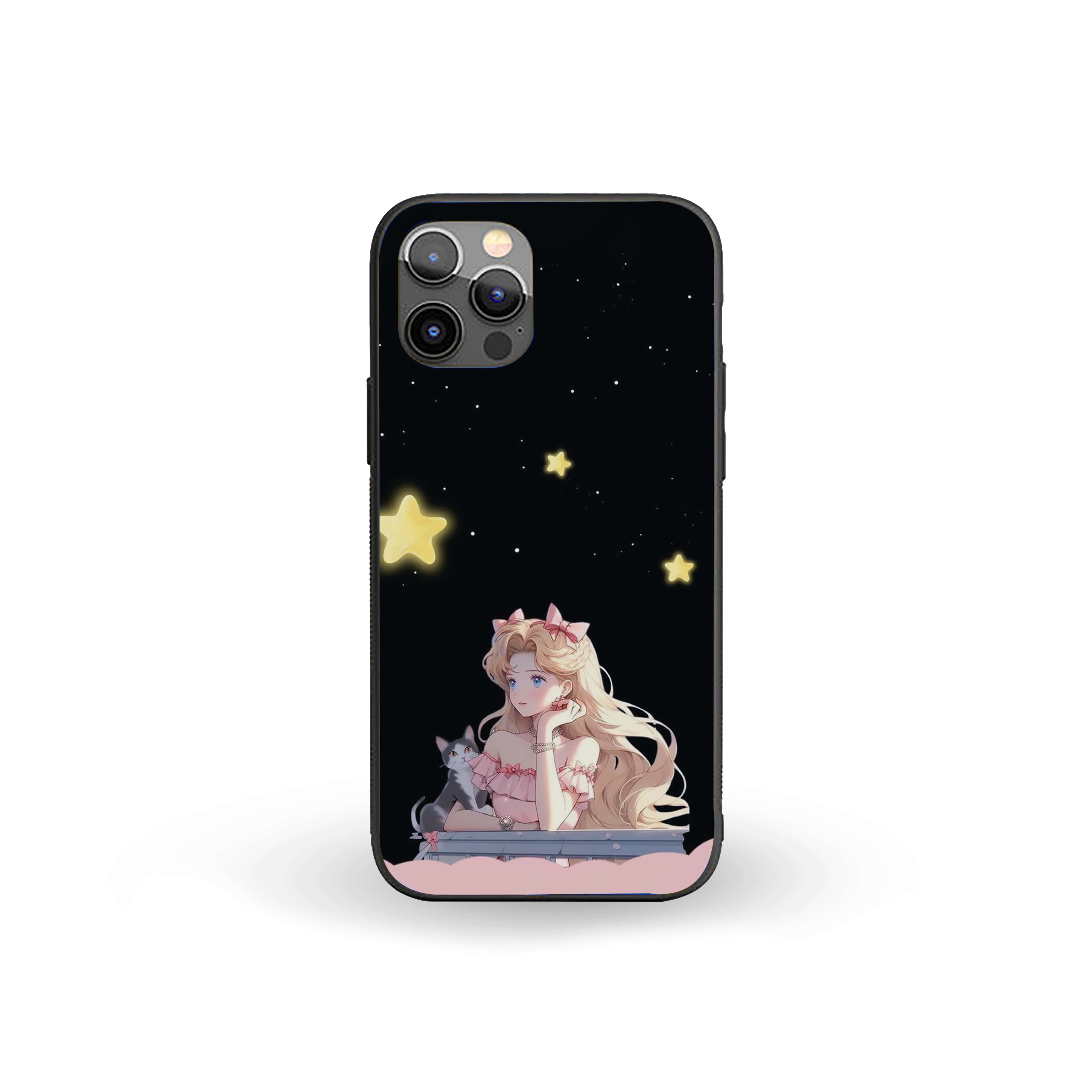 Pretty Girl With A Cat Girls Silicone Armored Phone Case