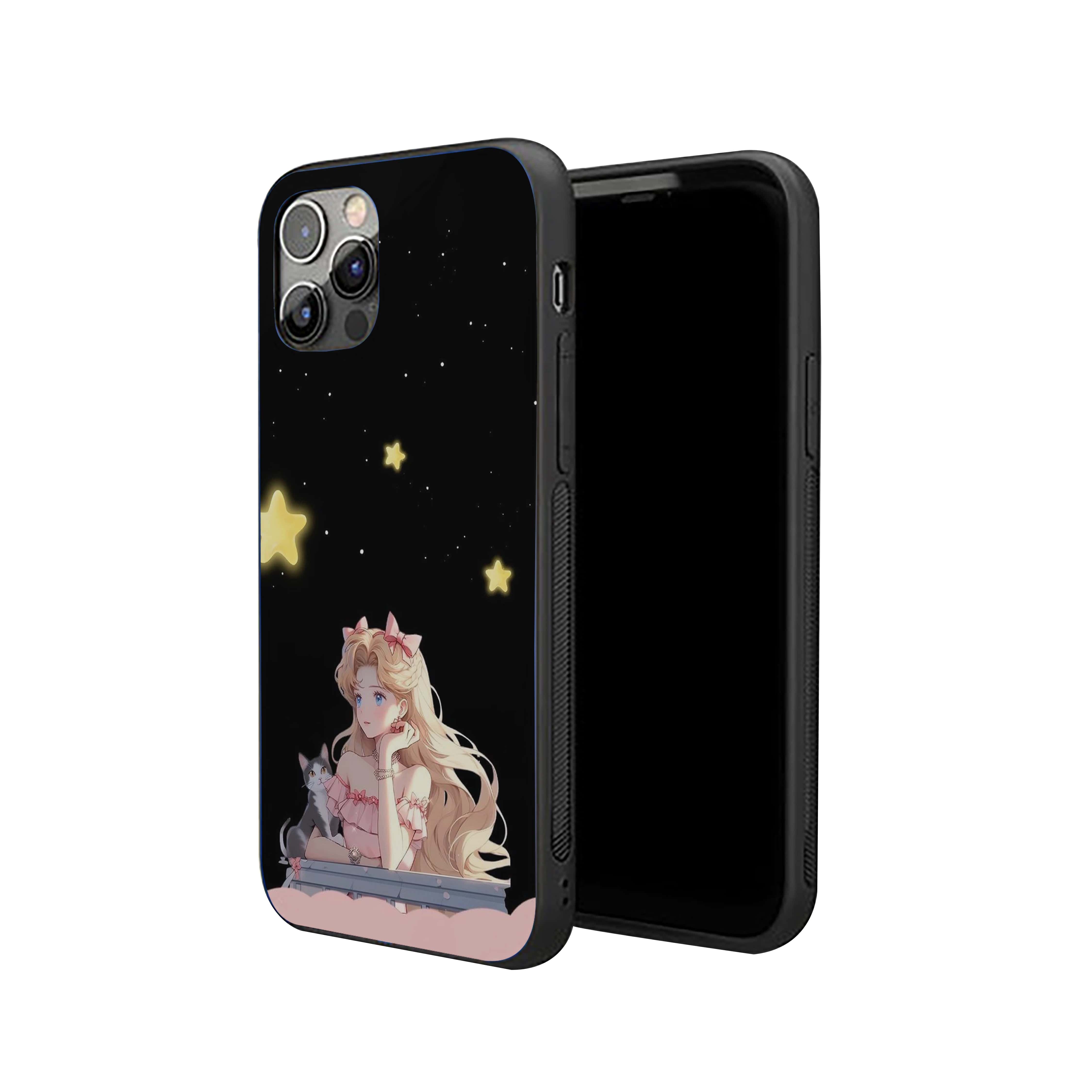 Pretty Girl With A Cat Girls Silicone Armored Phone Case