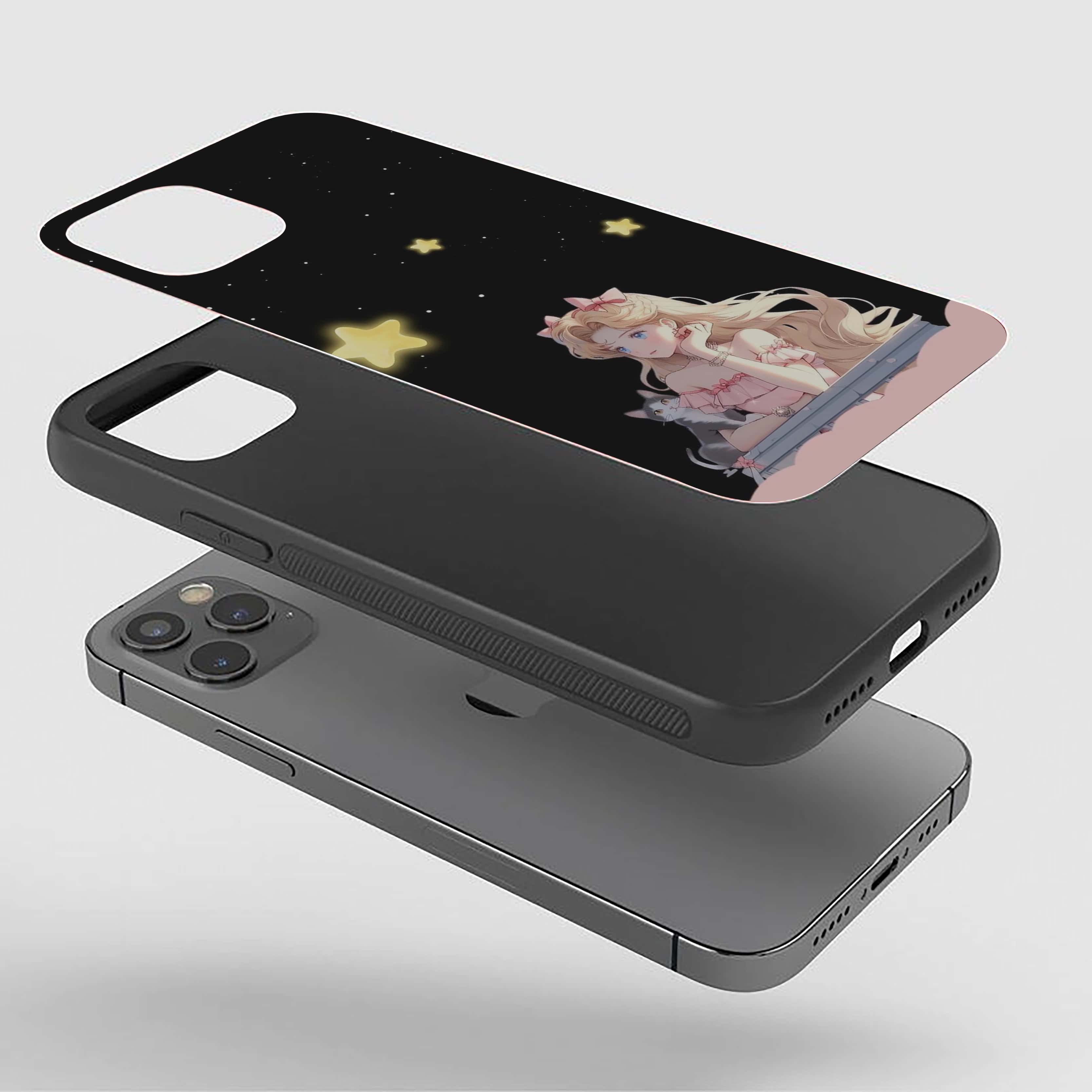 Pretty Girl With A Cat Girls Silicone Armored Phone Case