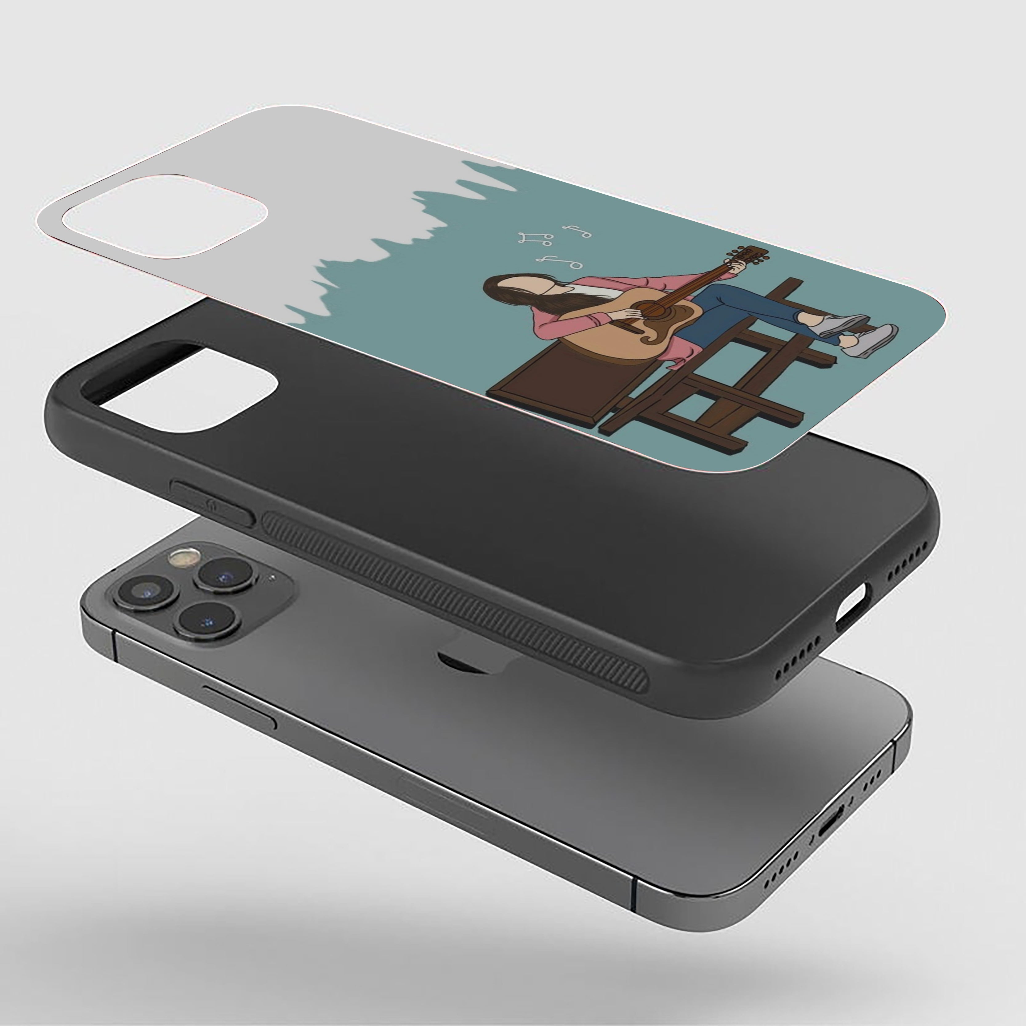Guitar Girl Girls Silicone Armored Phone Case
