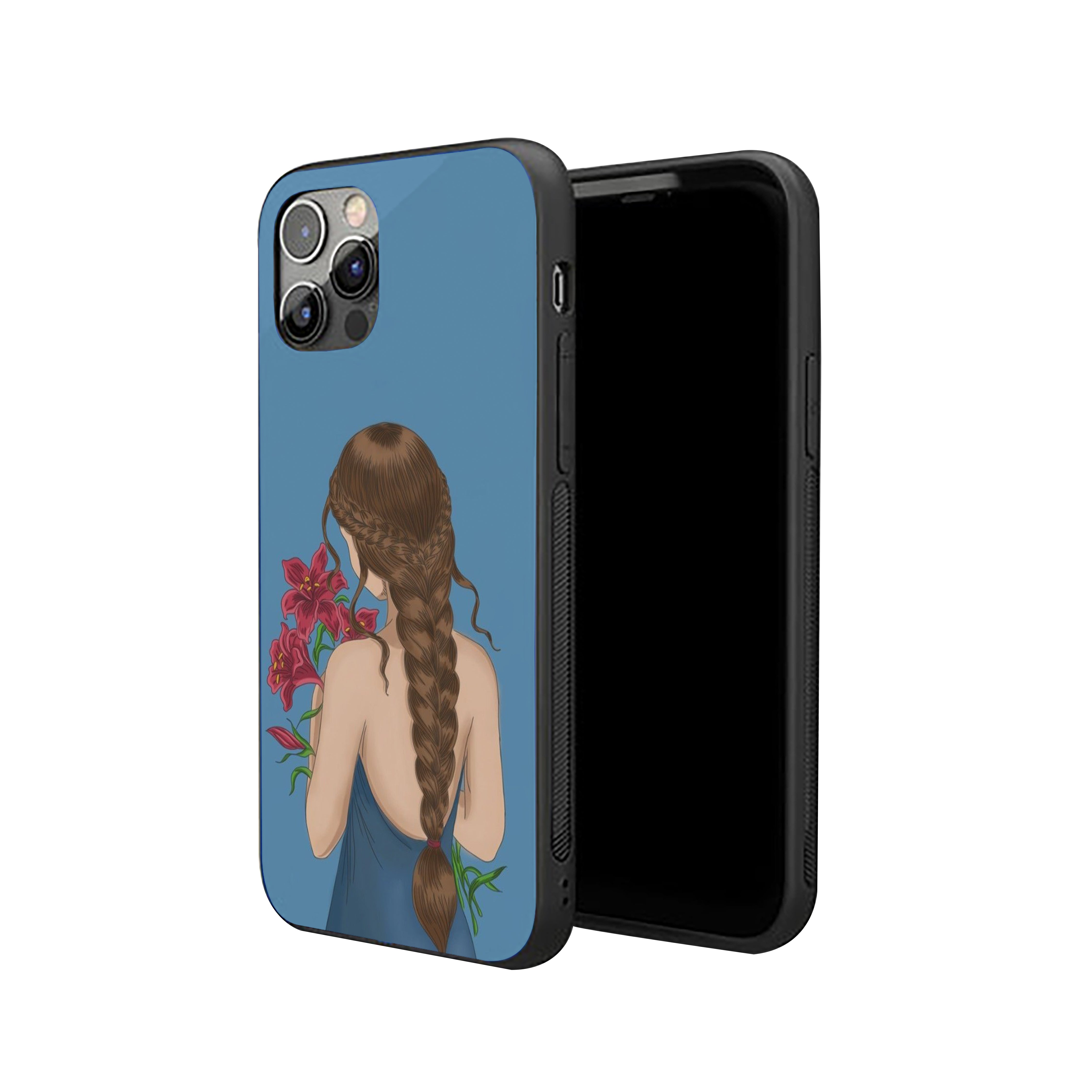 Girl With Oleander Flowers Girls Silicone Armored Phone Case