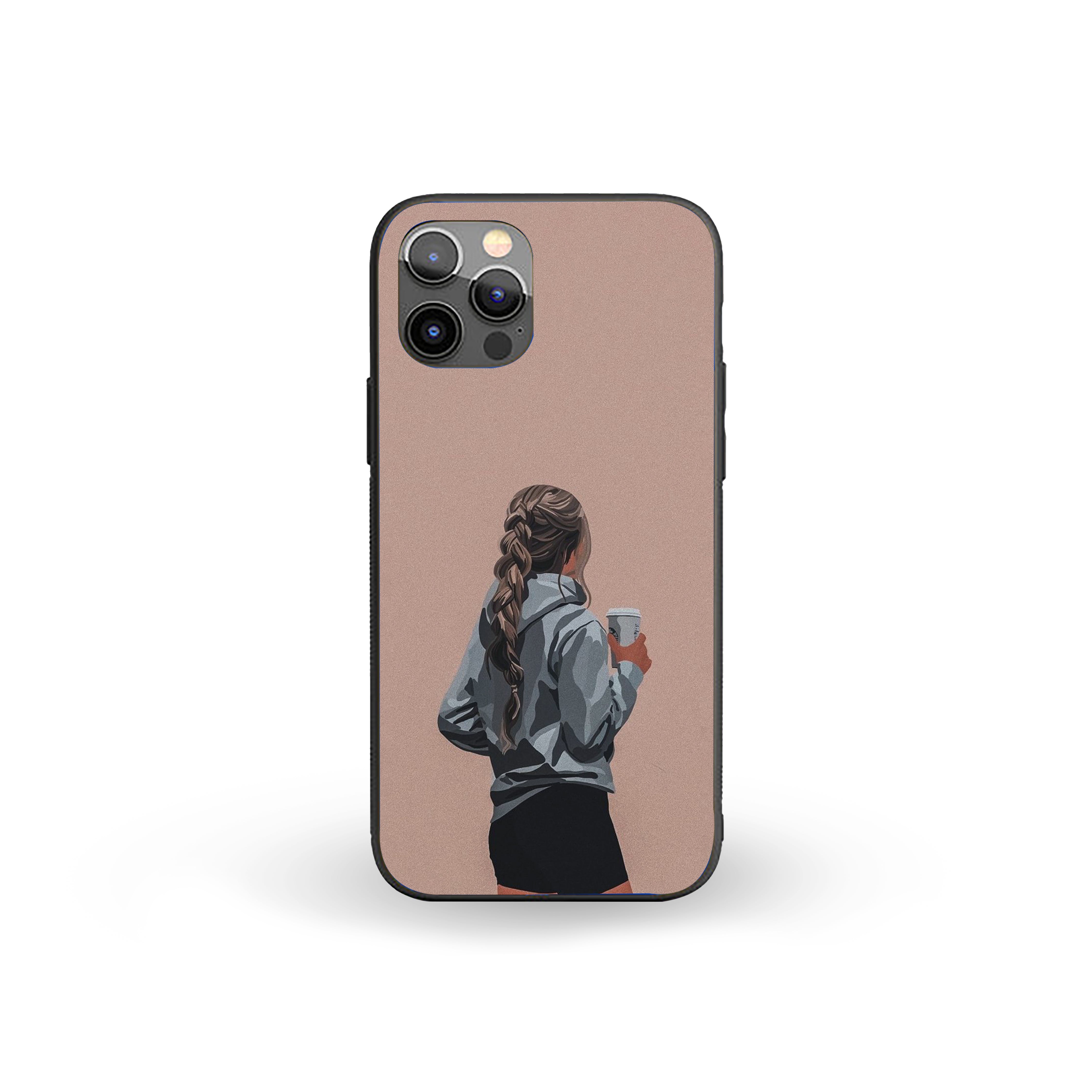 Girl Holds Coffee Cup Girls Silicone Armored Phone Case