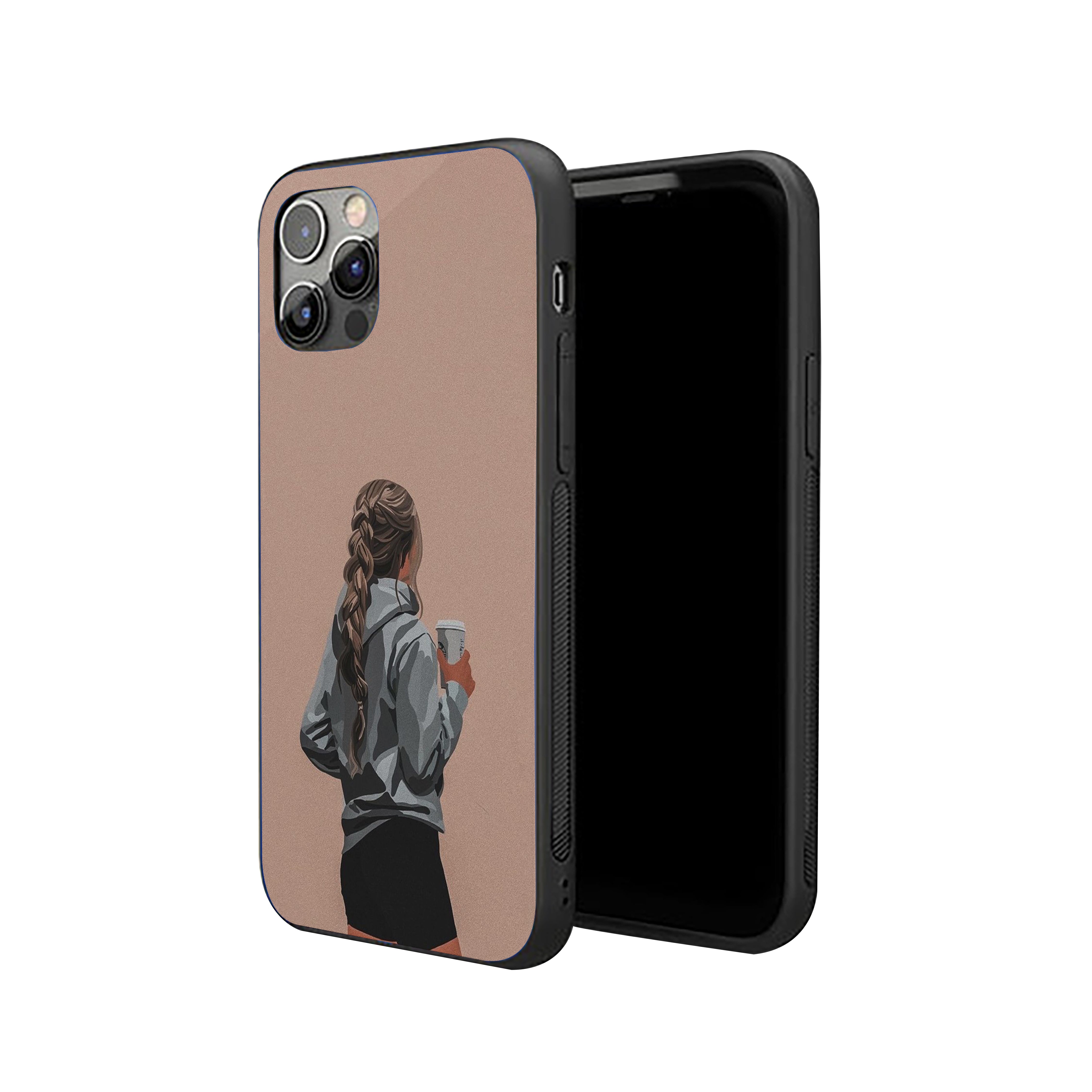 Girl Holds Coffee Cup Girls Silicone Armored Phone Case