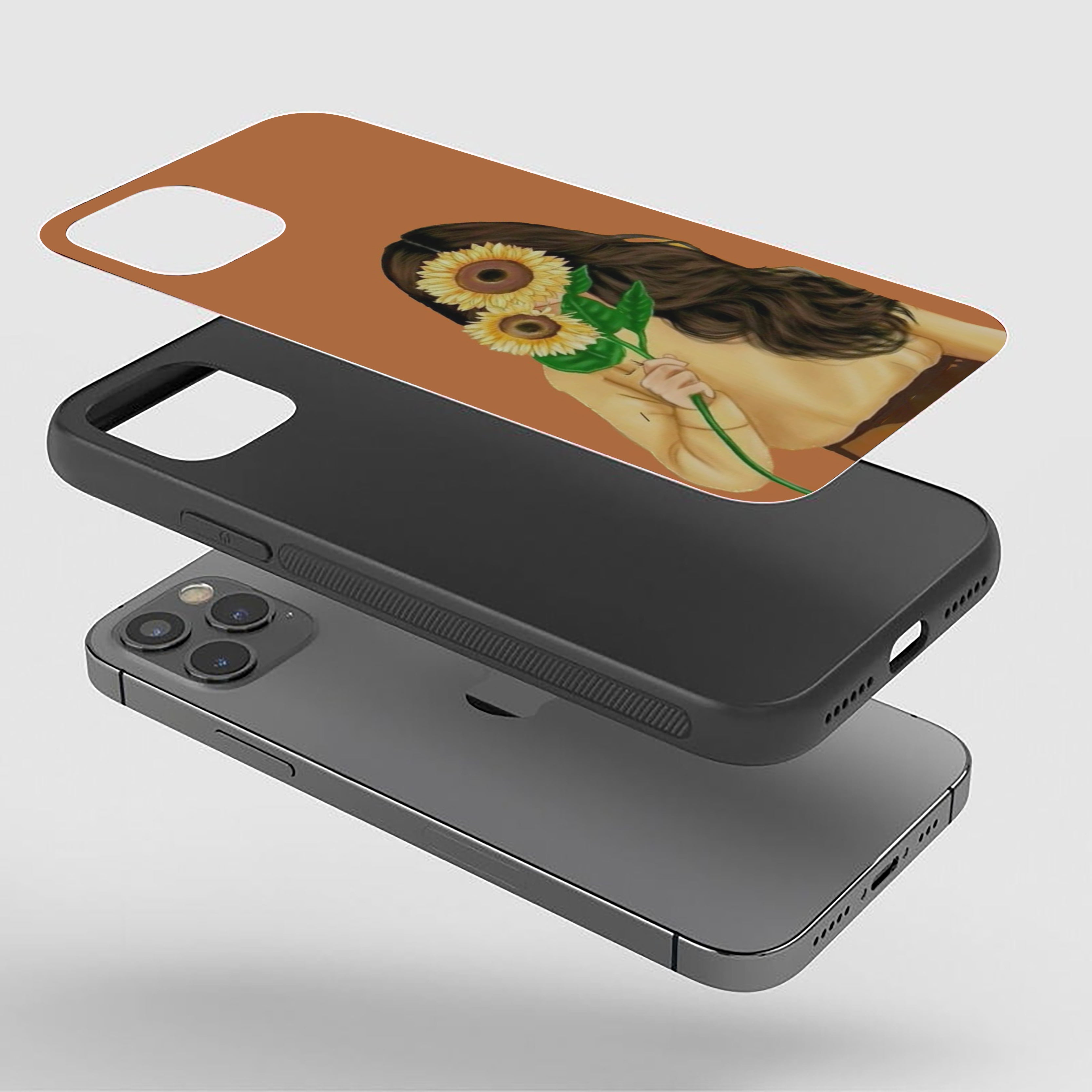 Girl With Sunflower Girls Silicone Armored Phone Case