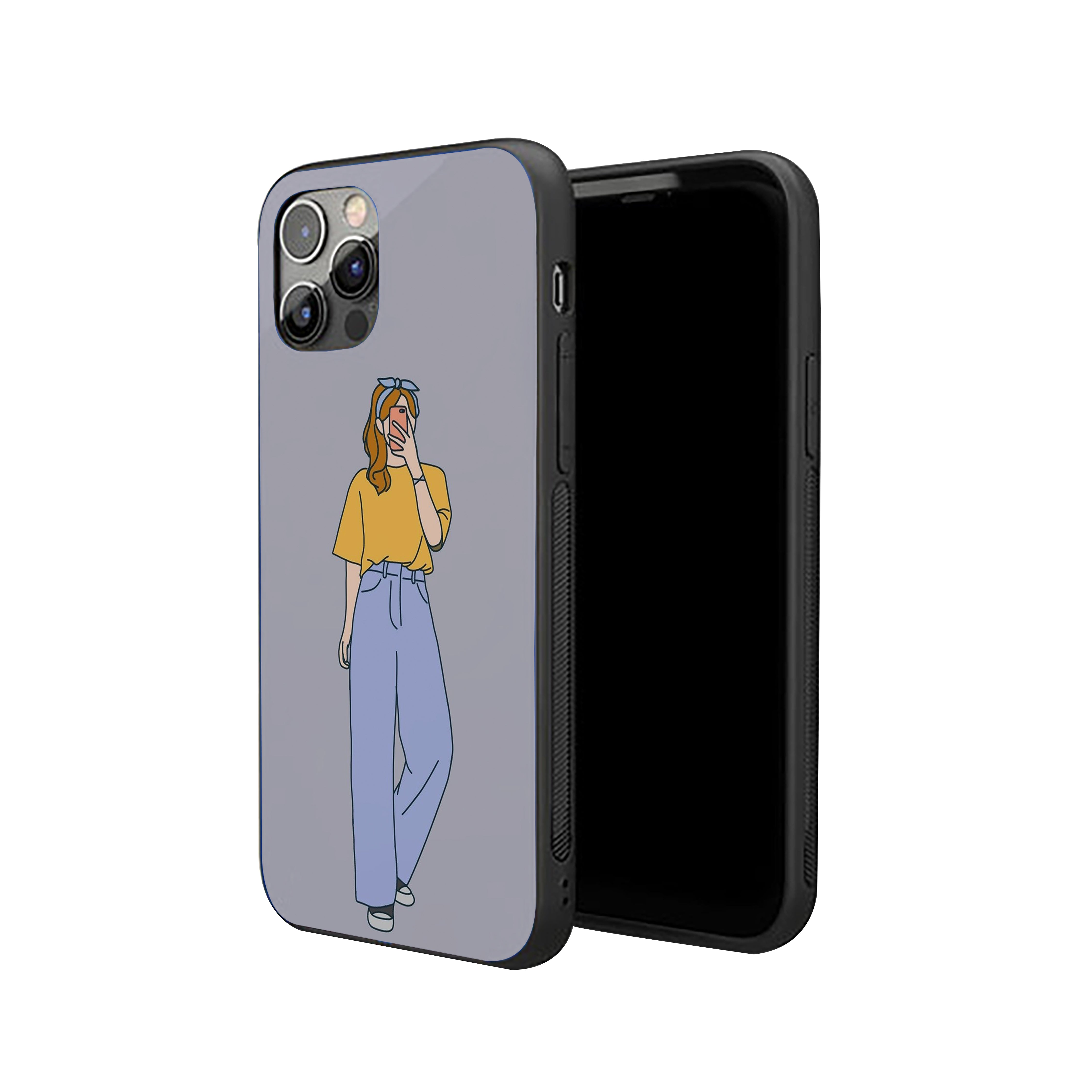 Girl With Mobile Girls Silicone Armored Phone Case