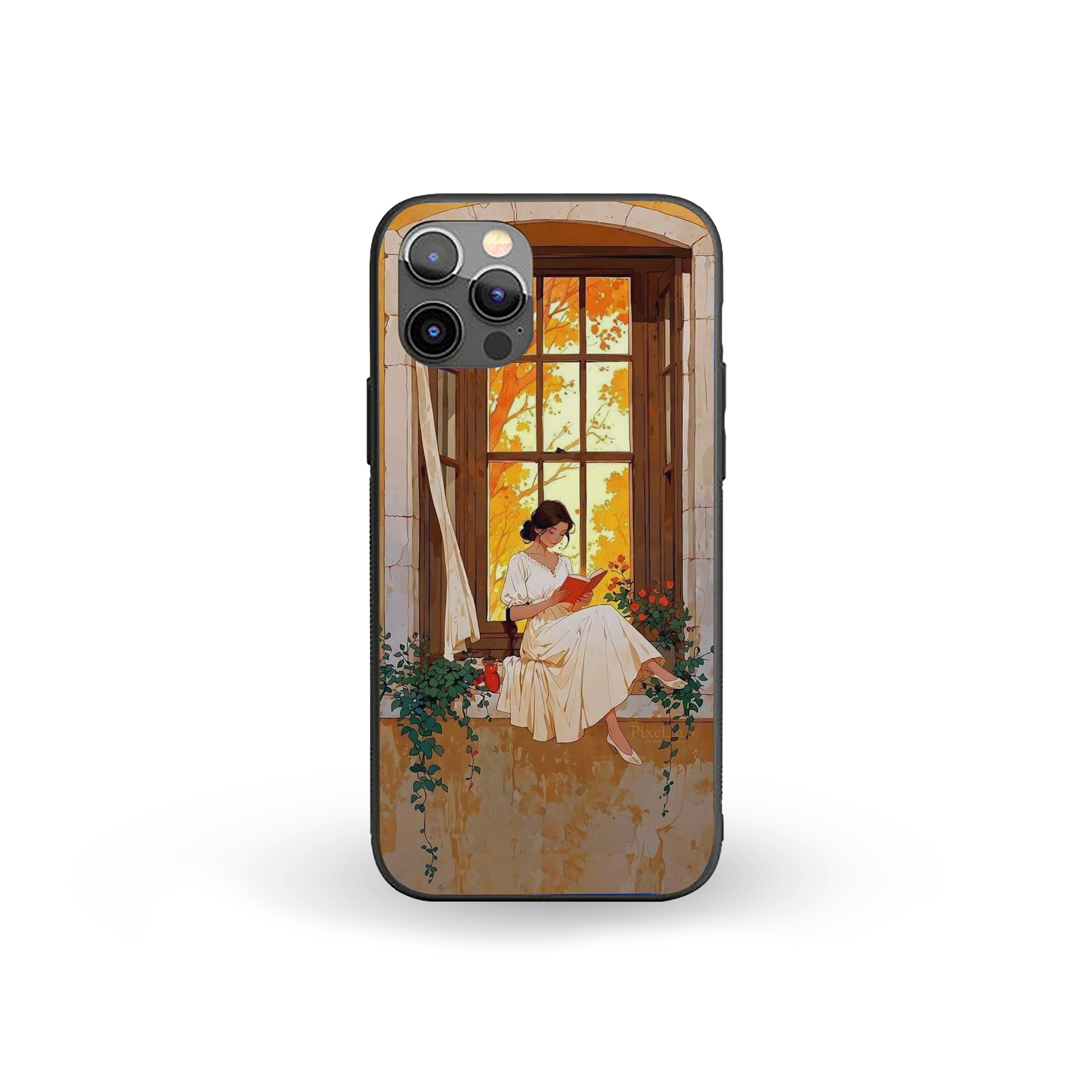 Girl Sitting On Window Silicone Armored Phone Case