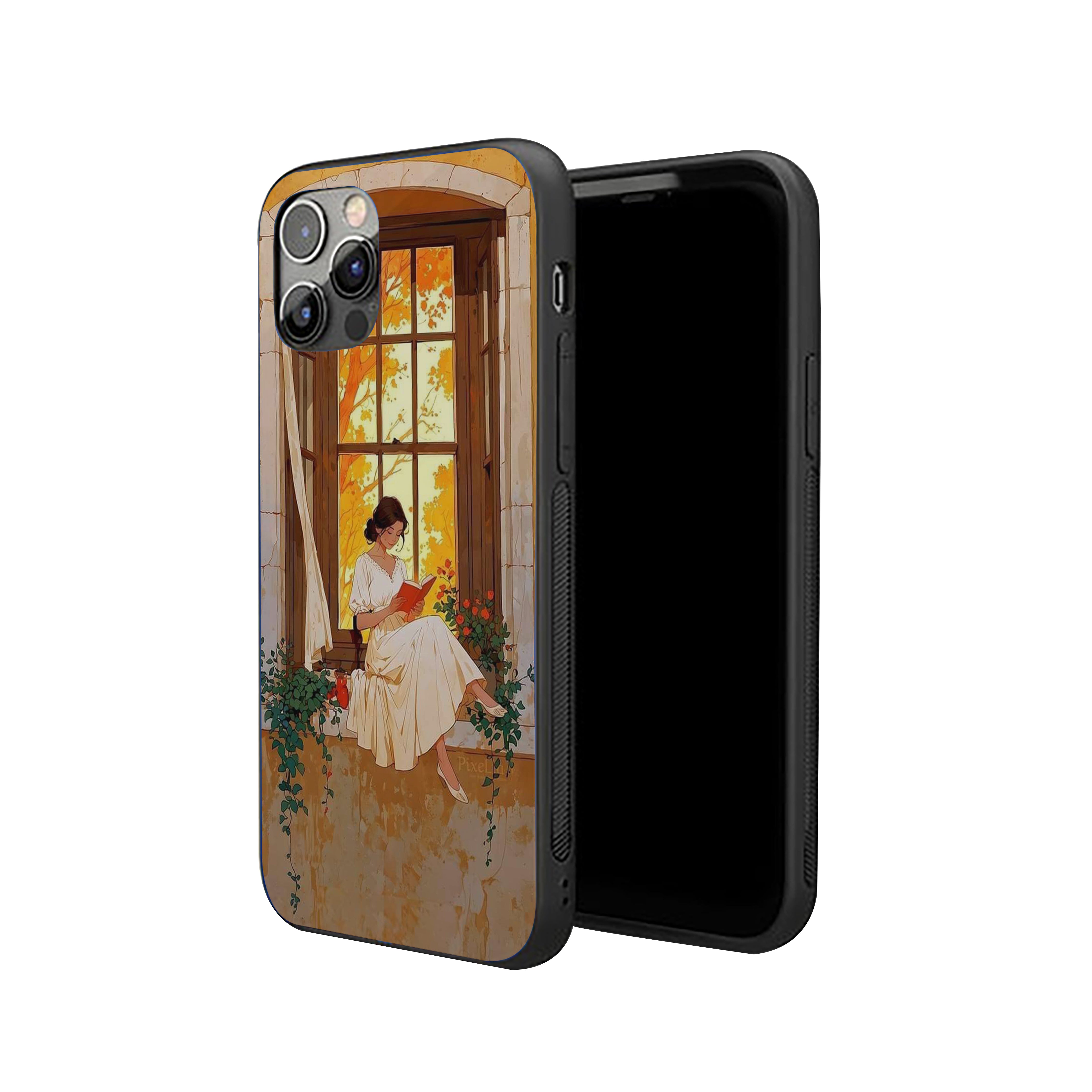 Girl Sitting On Window Silicone Armored Phone Case