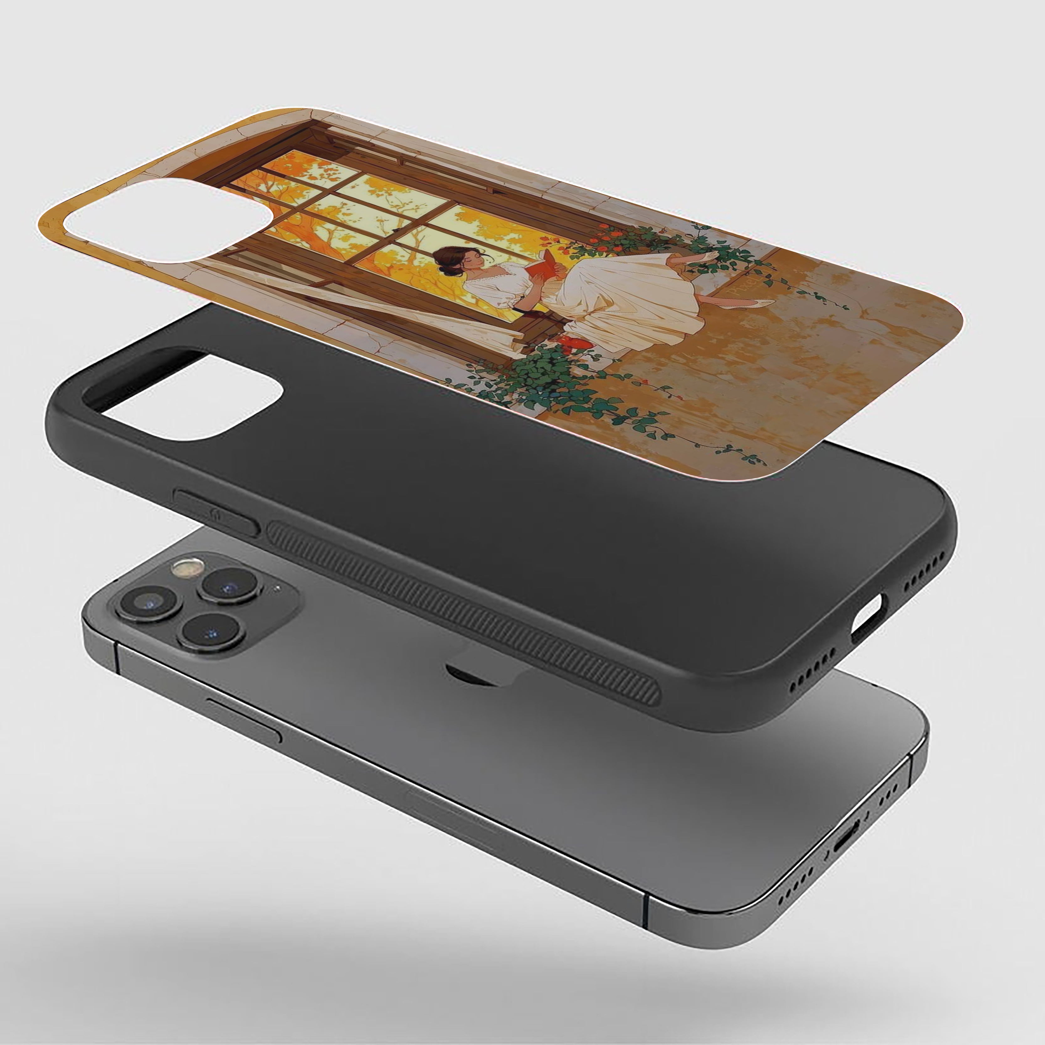 Girl Sitting On Window Silicone Armored Phone Case