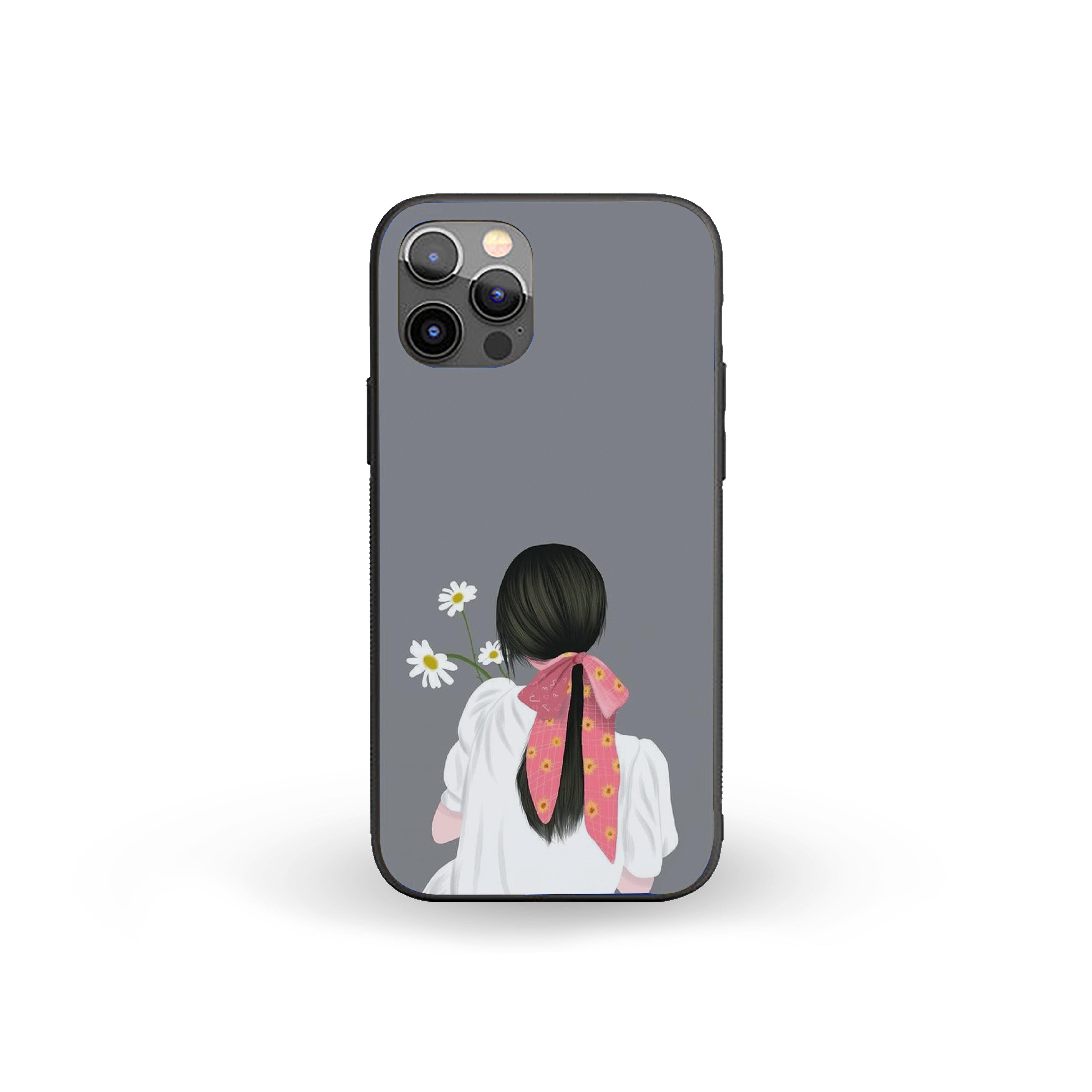 Girl With White Flowers Silicone Armored Phone Case