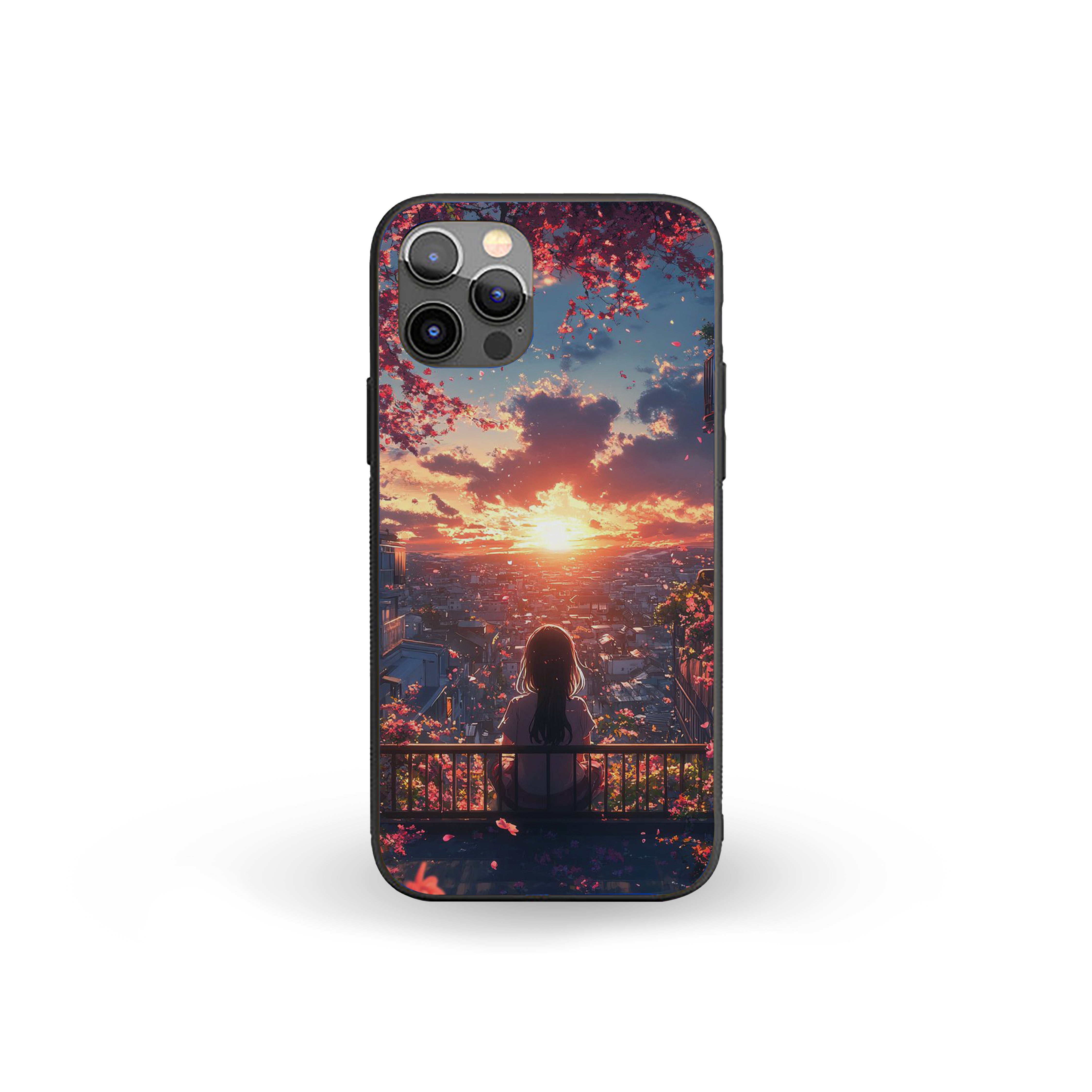 Girl With Sunrise Background Silicone Armored Phone Case