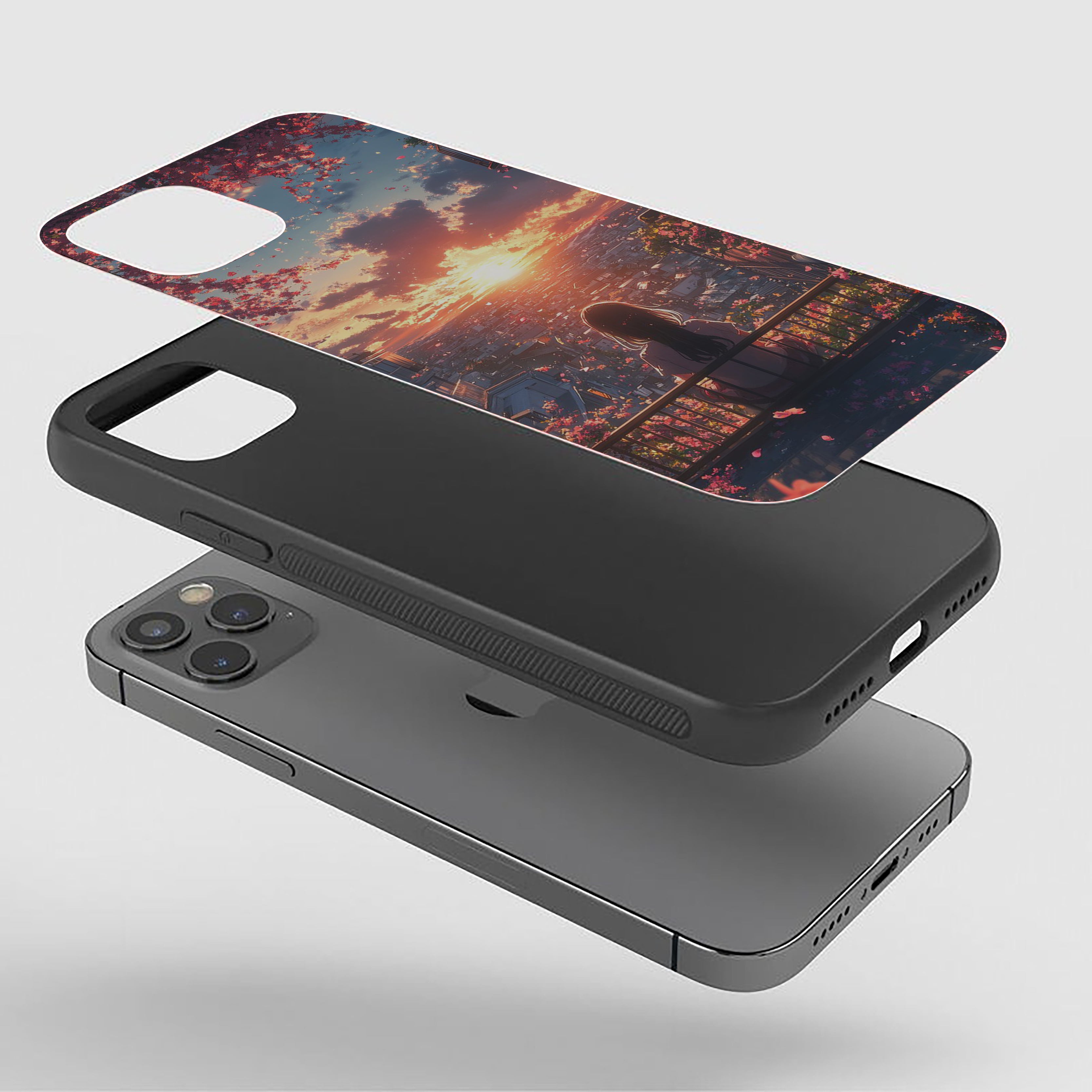 Girl With Sunrise Background Silicone Armored Phone Case