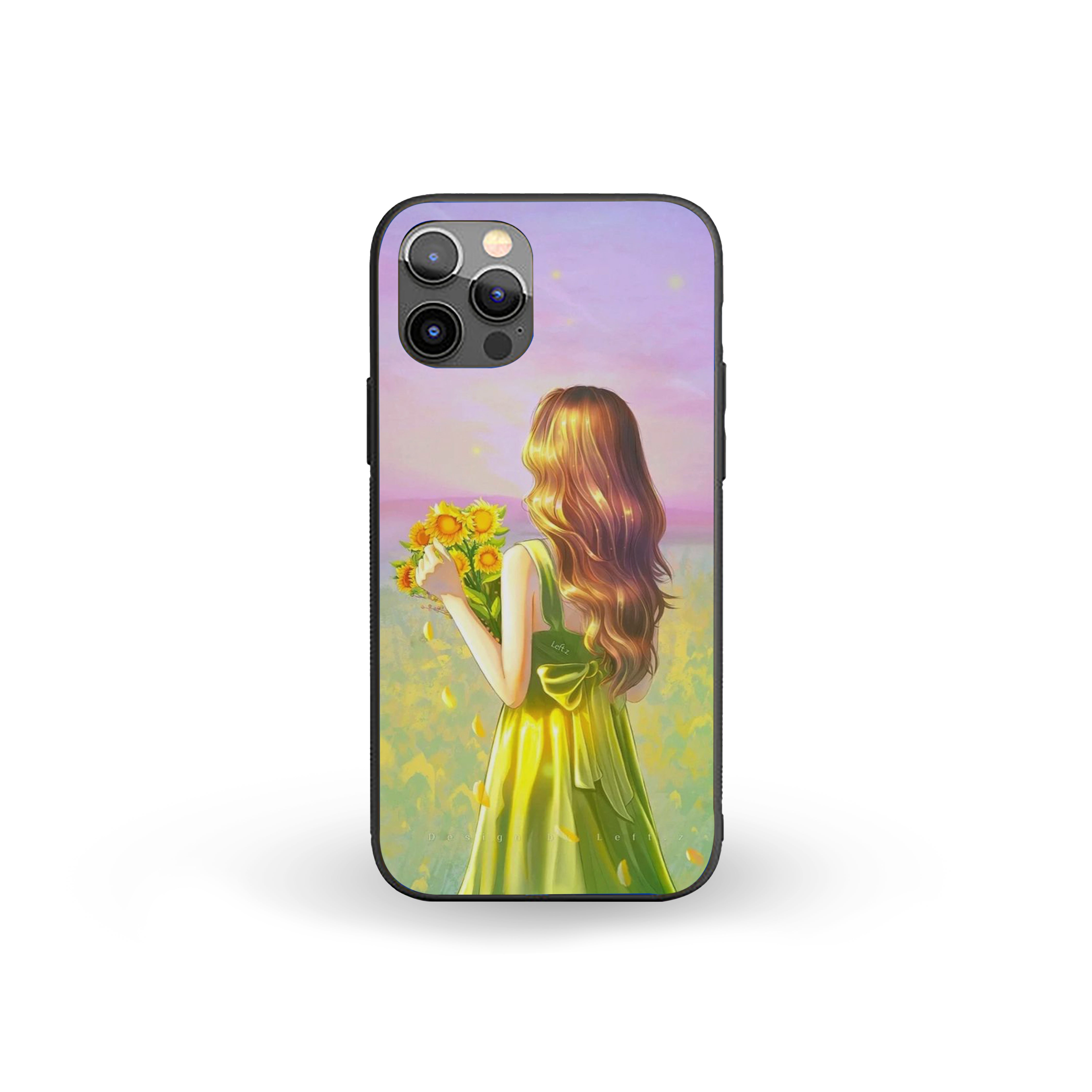 Girl Holding Sunflowers Silicone Armored Phone Case