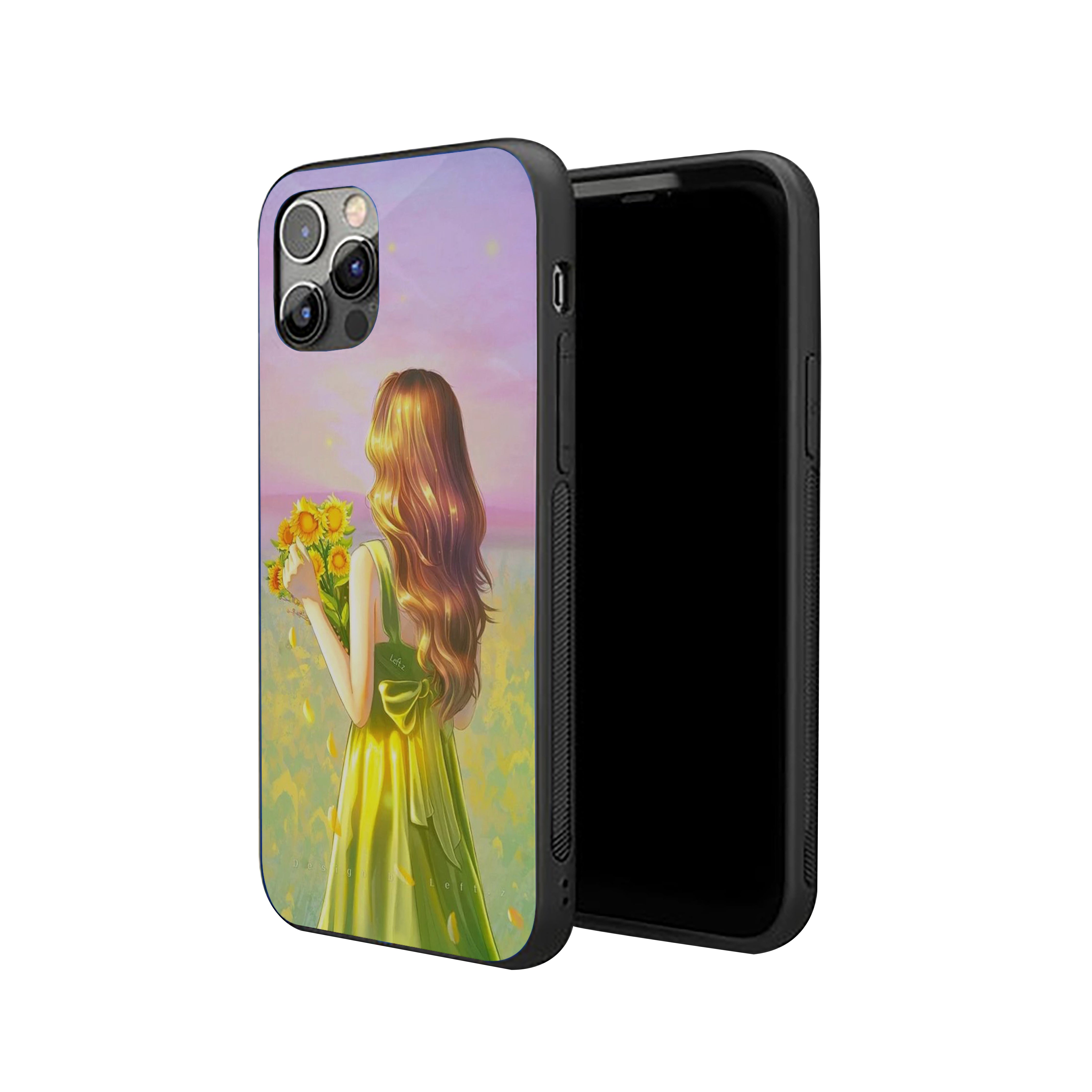 Girl Holding Sunflowers Silicone Armored Phone Case