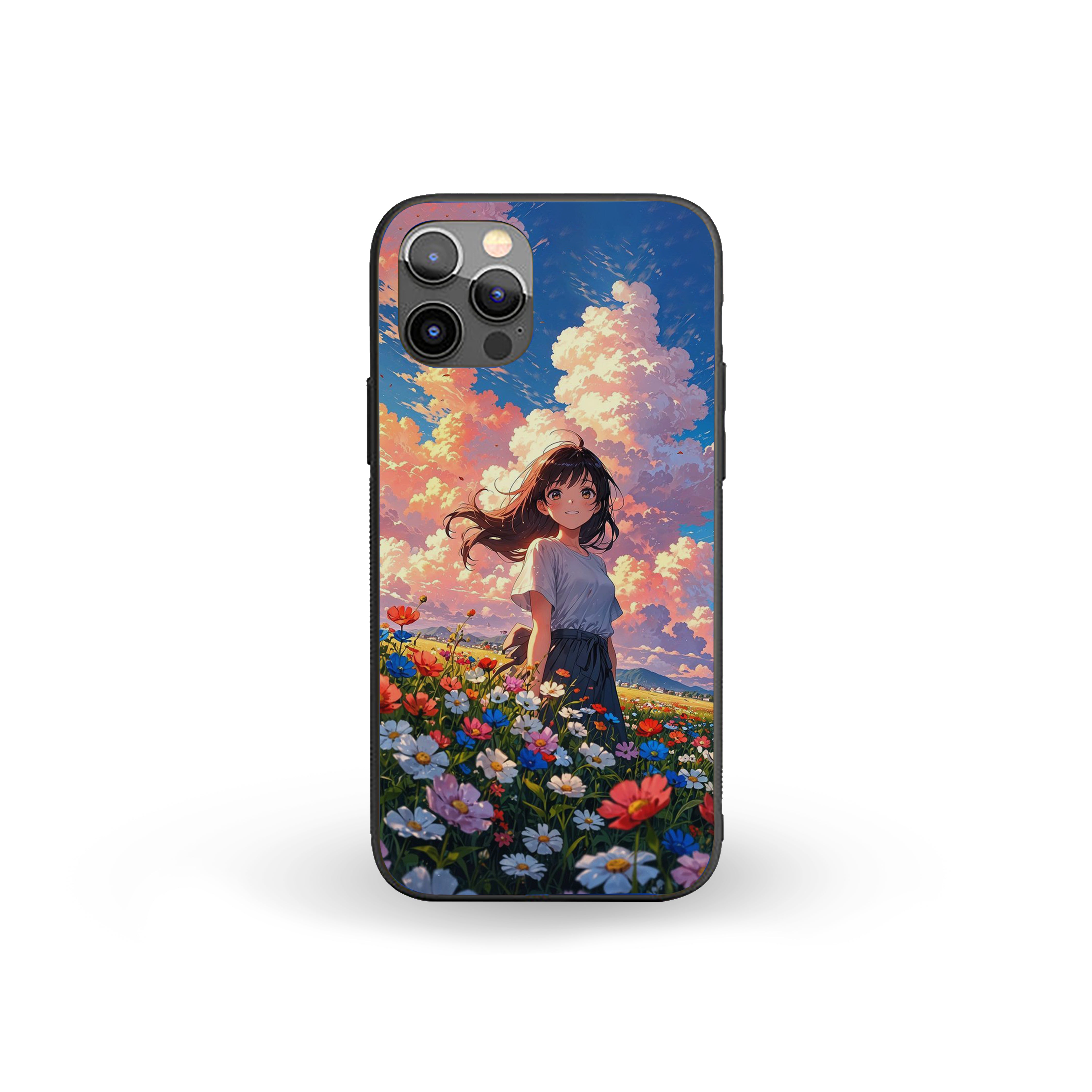 Girl In A Anime Theme In Natural Background Silicone Armored Phone Case