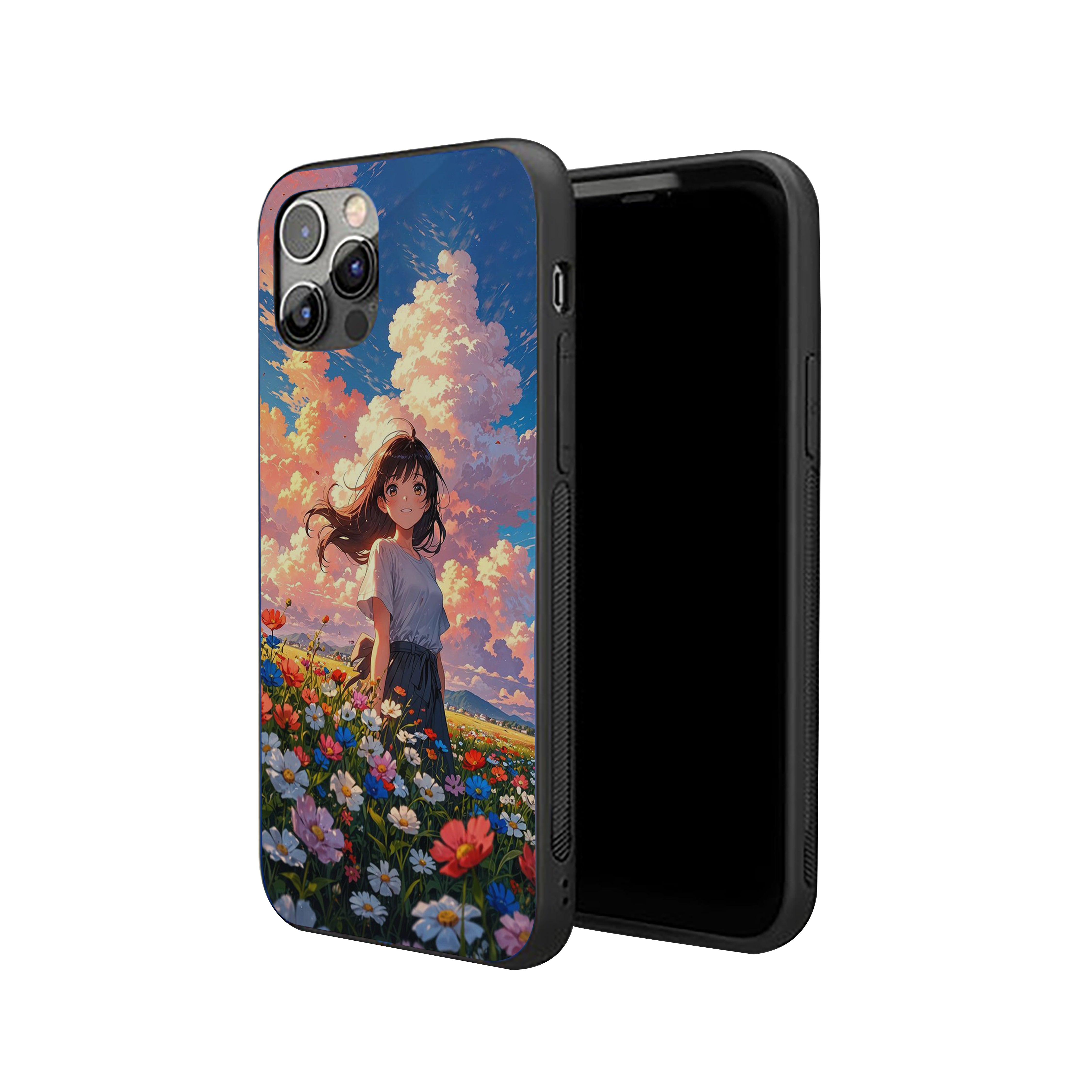 Girl In A Anime Theme In Natural Background Silicone Armored Phone Case