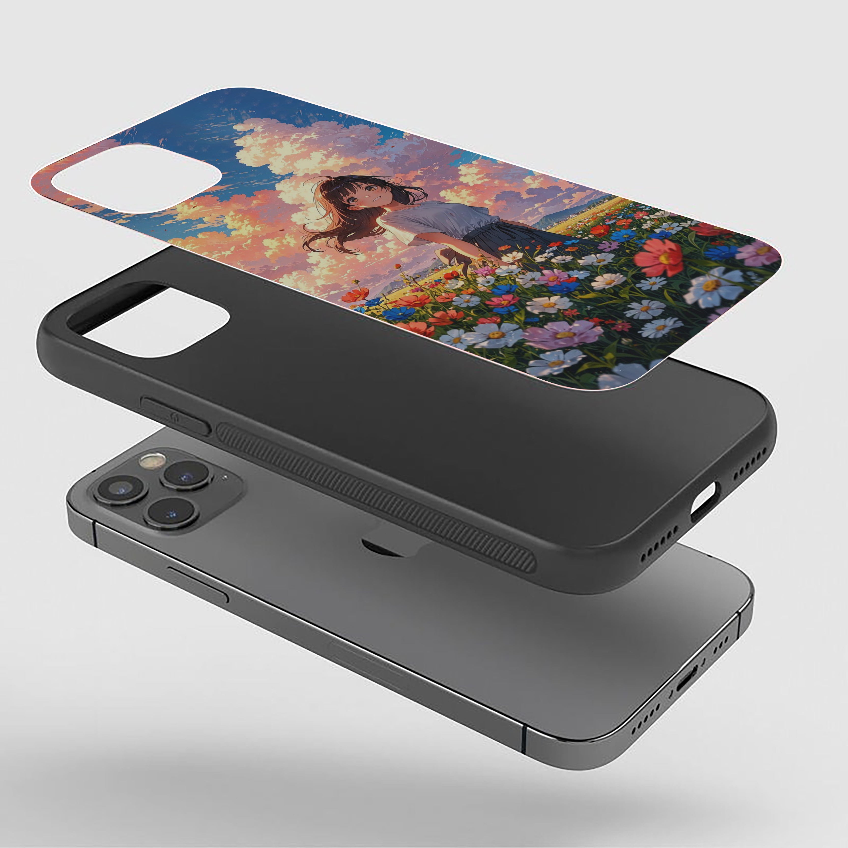 Girl In A Anime Theme In Natural Background Silicone Armored Phone Case