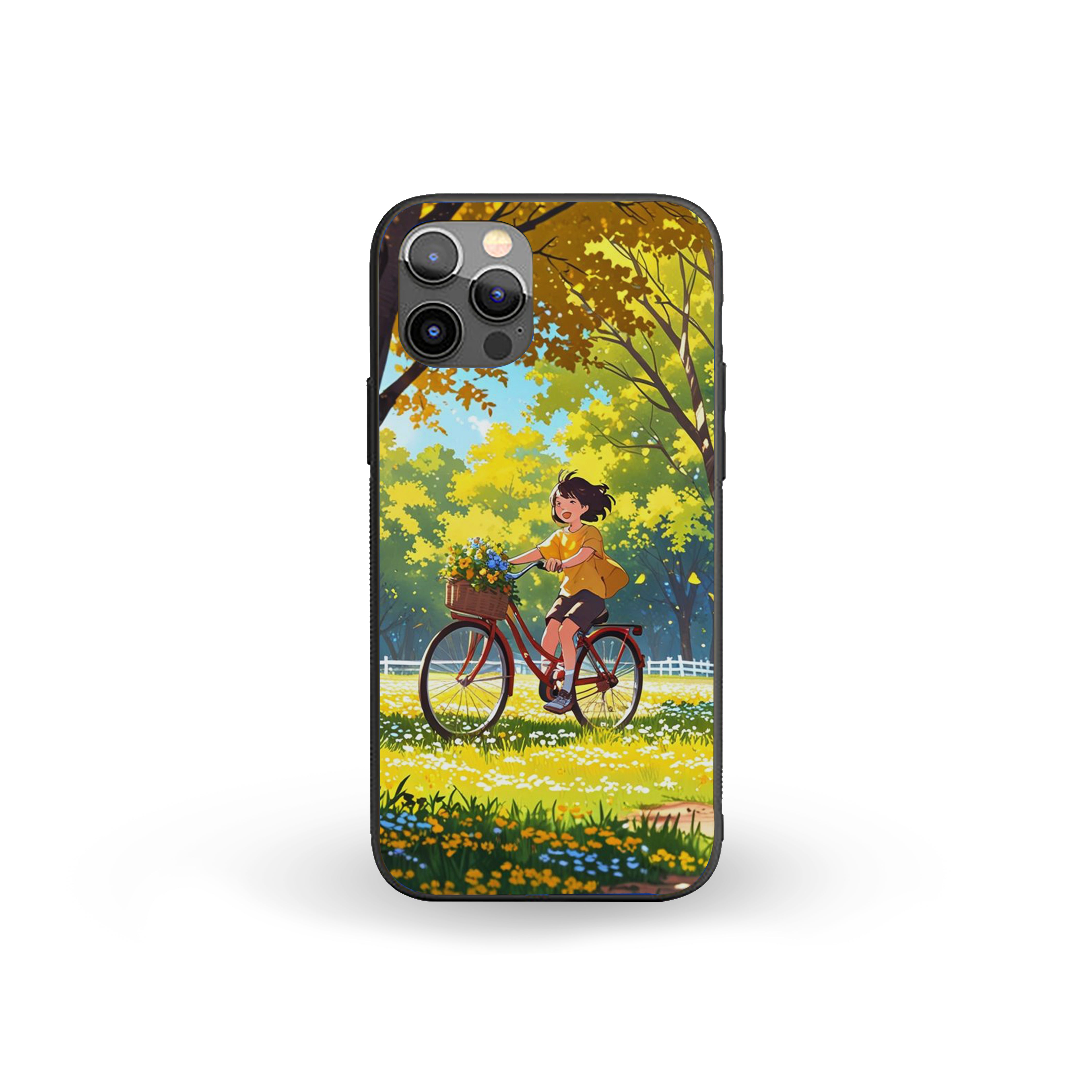 Girl Riding Bicycle Silicone Armored Phone Case