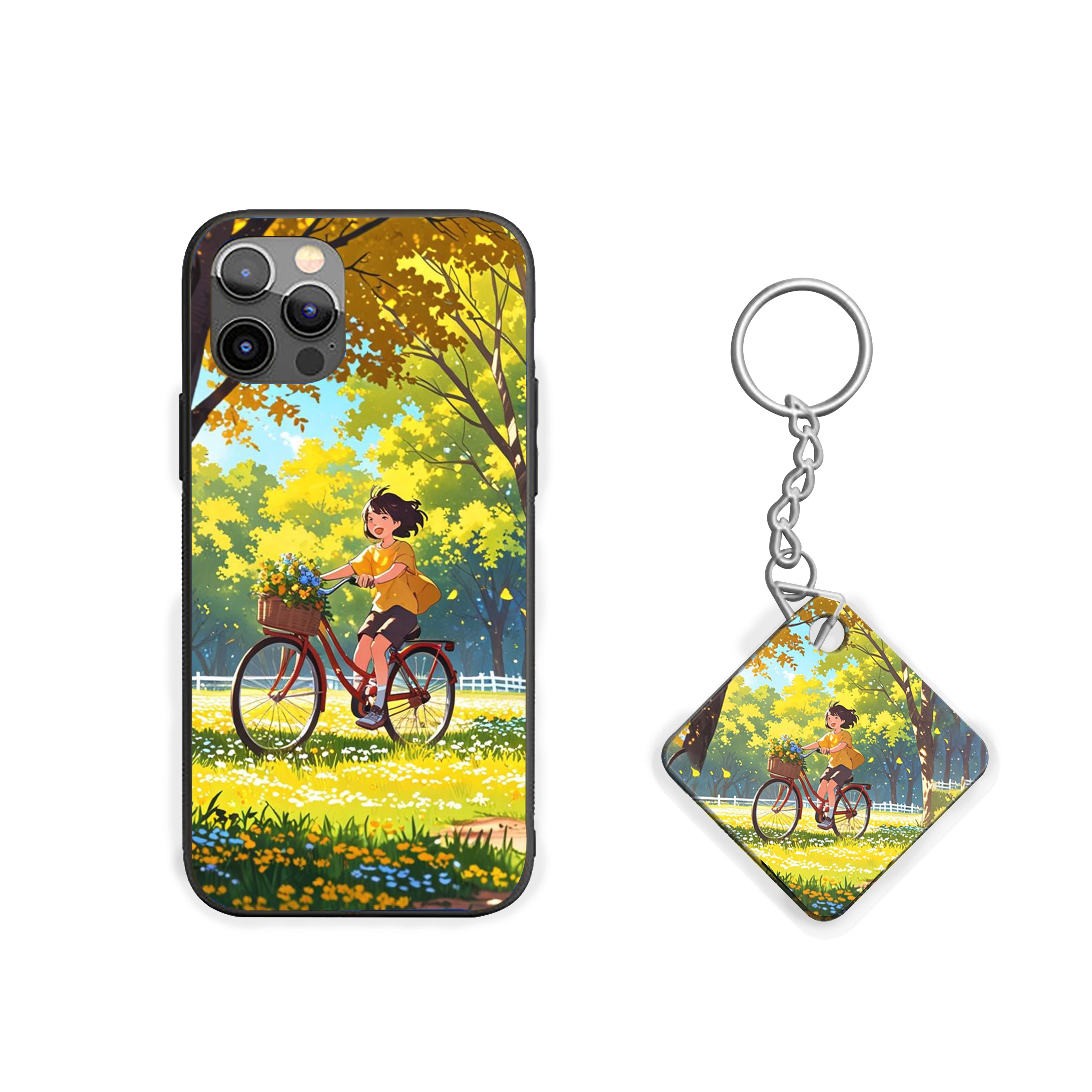 Girl Riding Bicycle Silicone Armored Phone Case