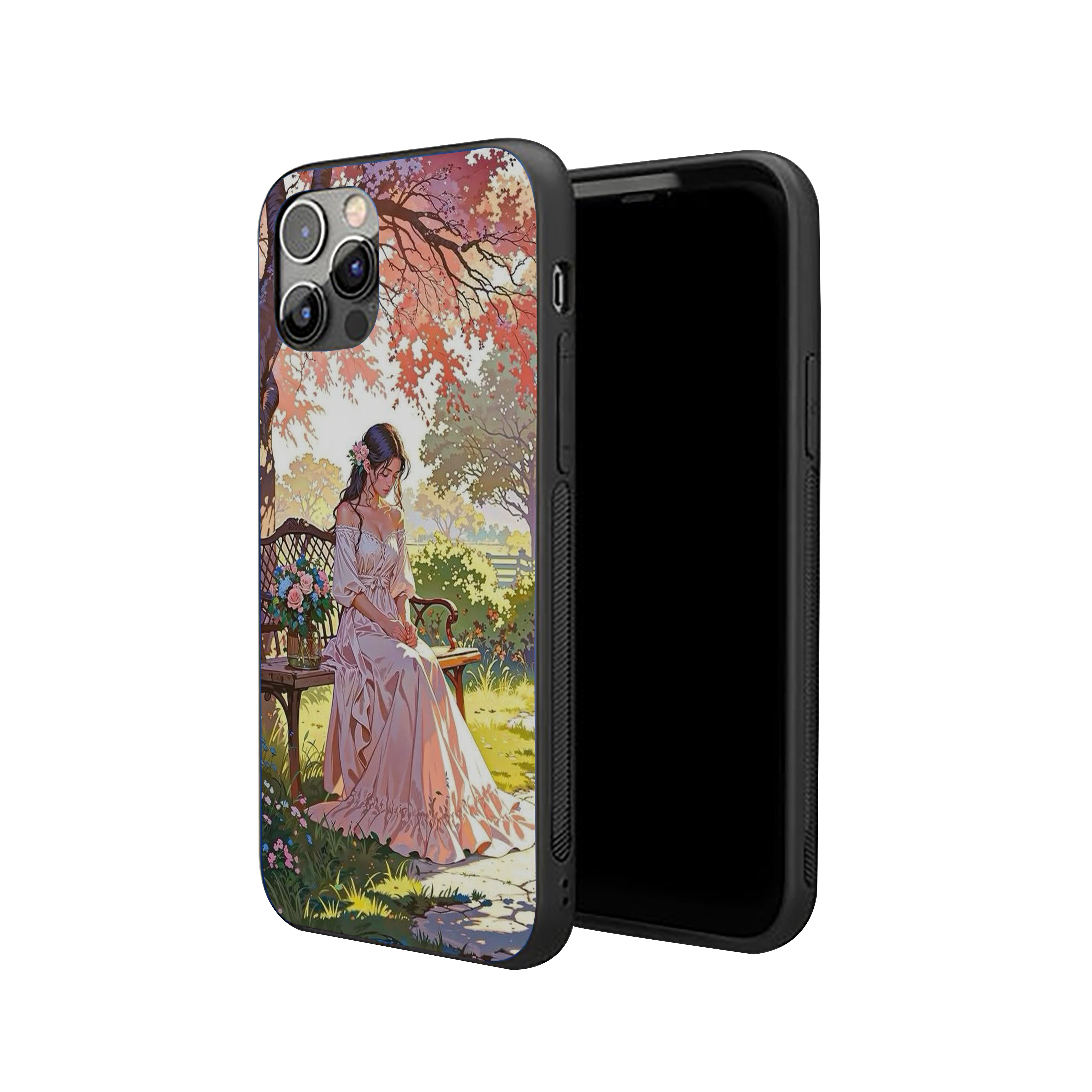Girl Sitting In Nature Silicone Armored Phone Case