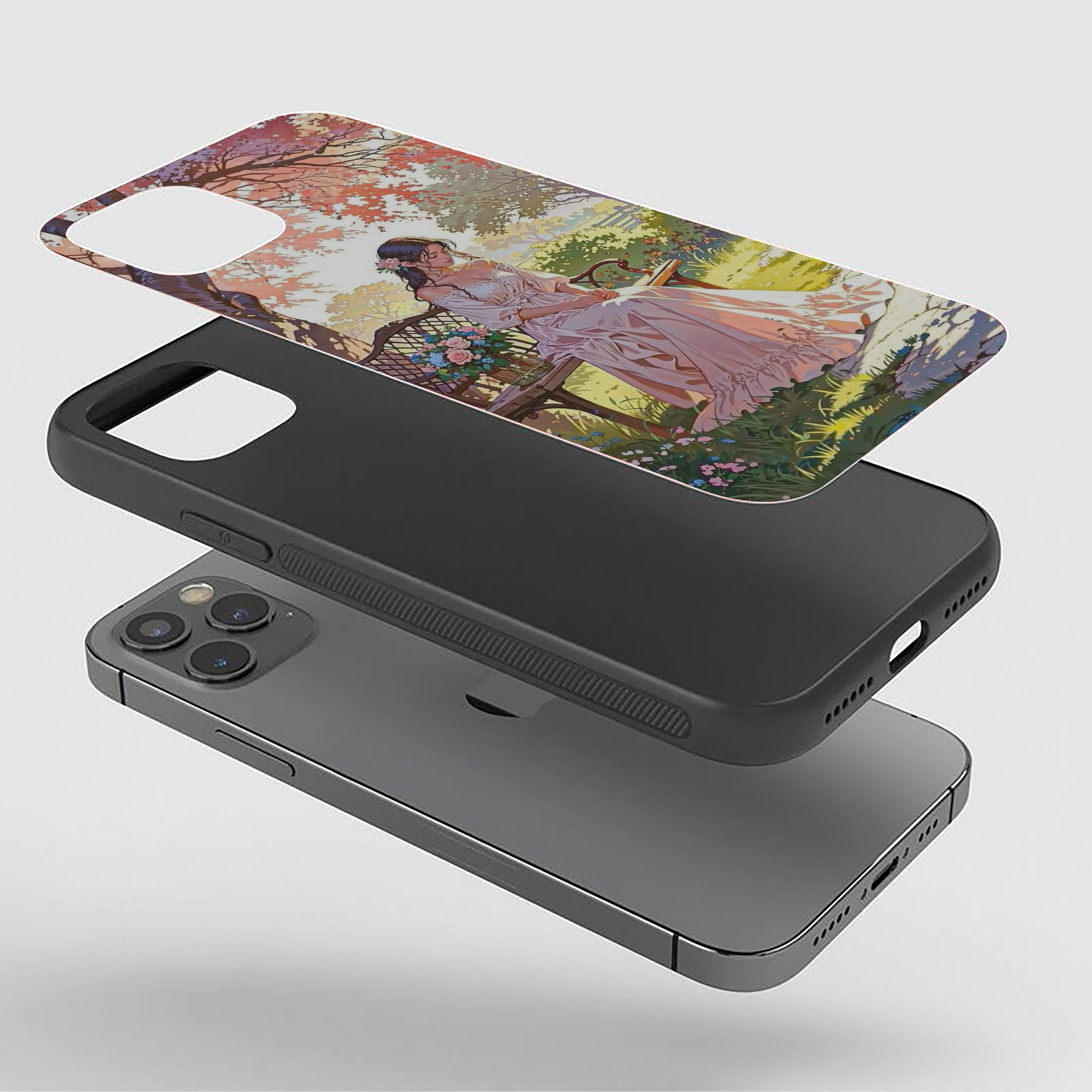 Girl Sitting In Nature Silicone Armored Phone Case