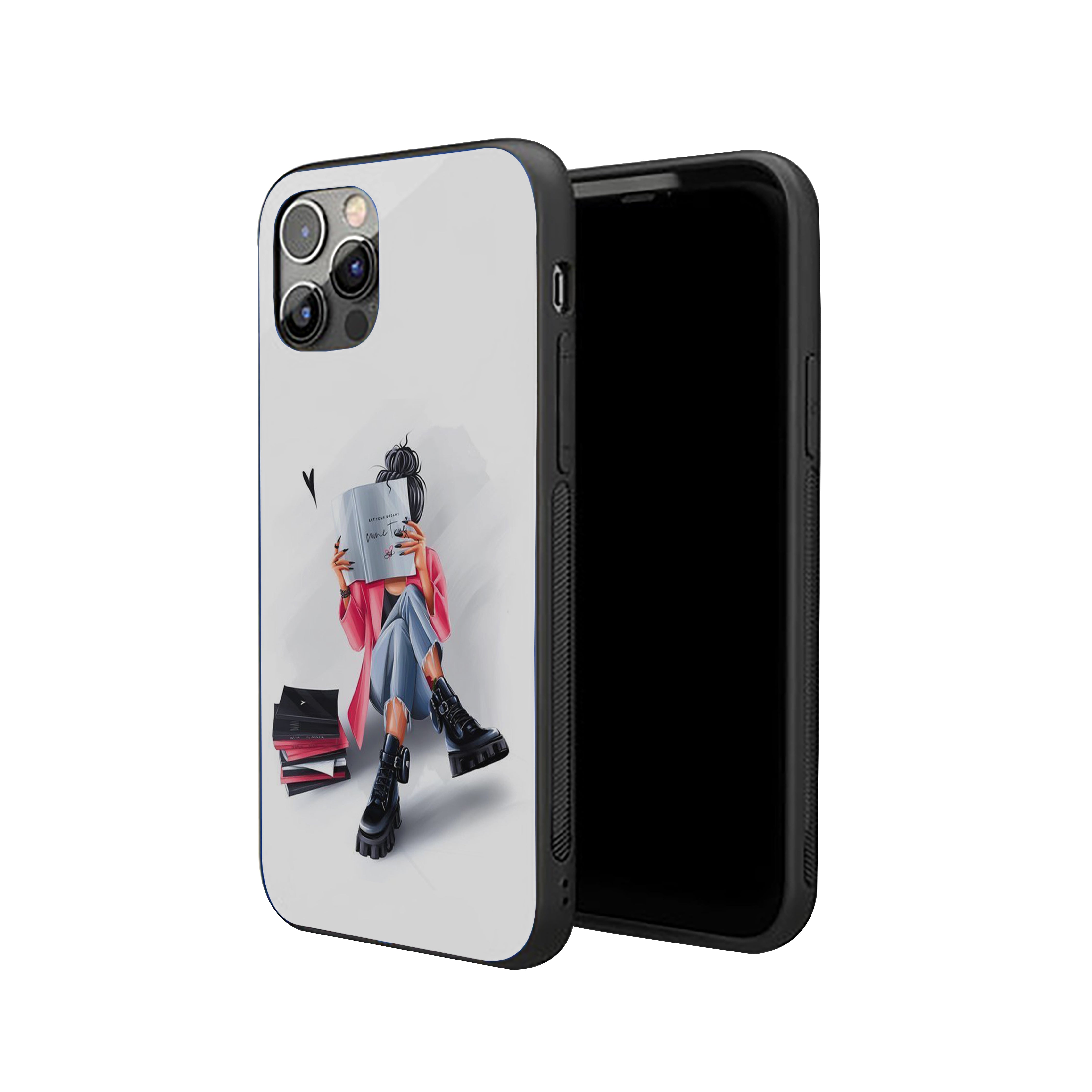 Girl In Reading Pose Silicone Armored Phone Case