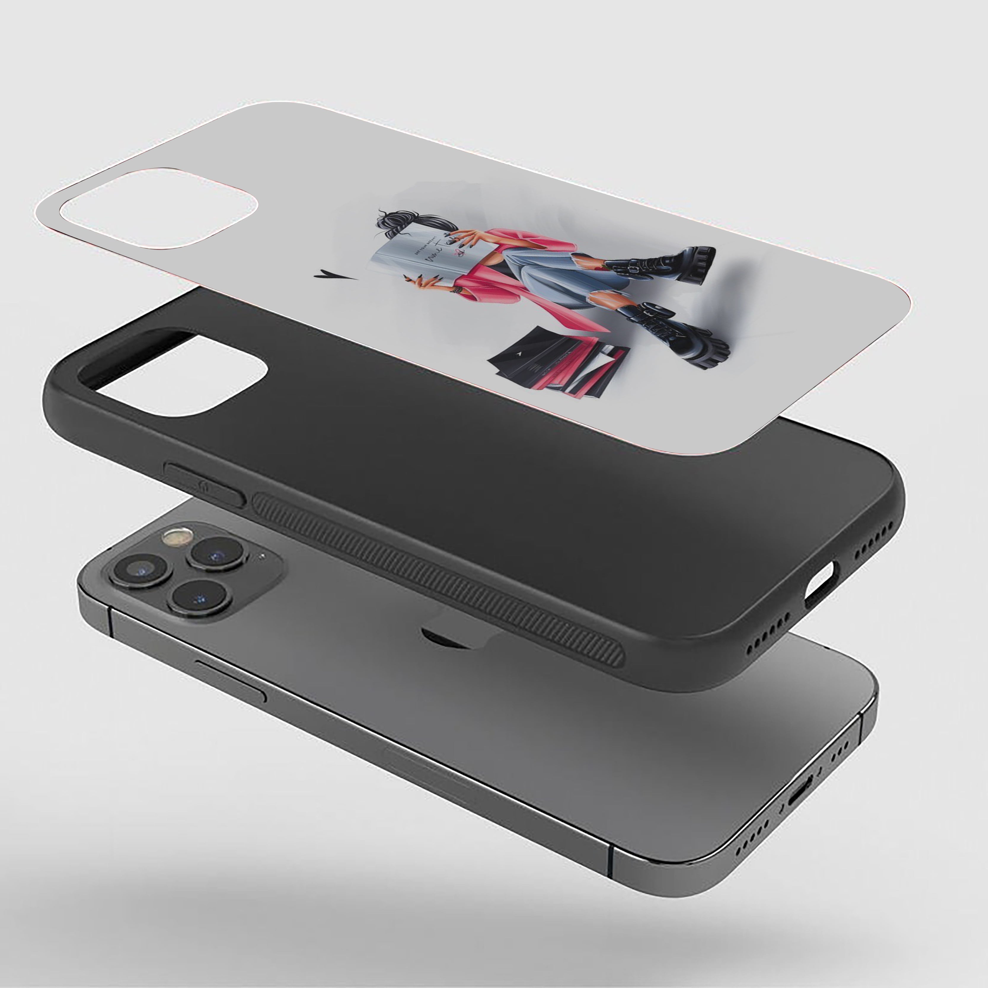 Girl In Reading Pose Silicone Armored Phone Case